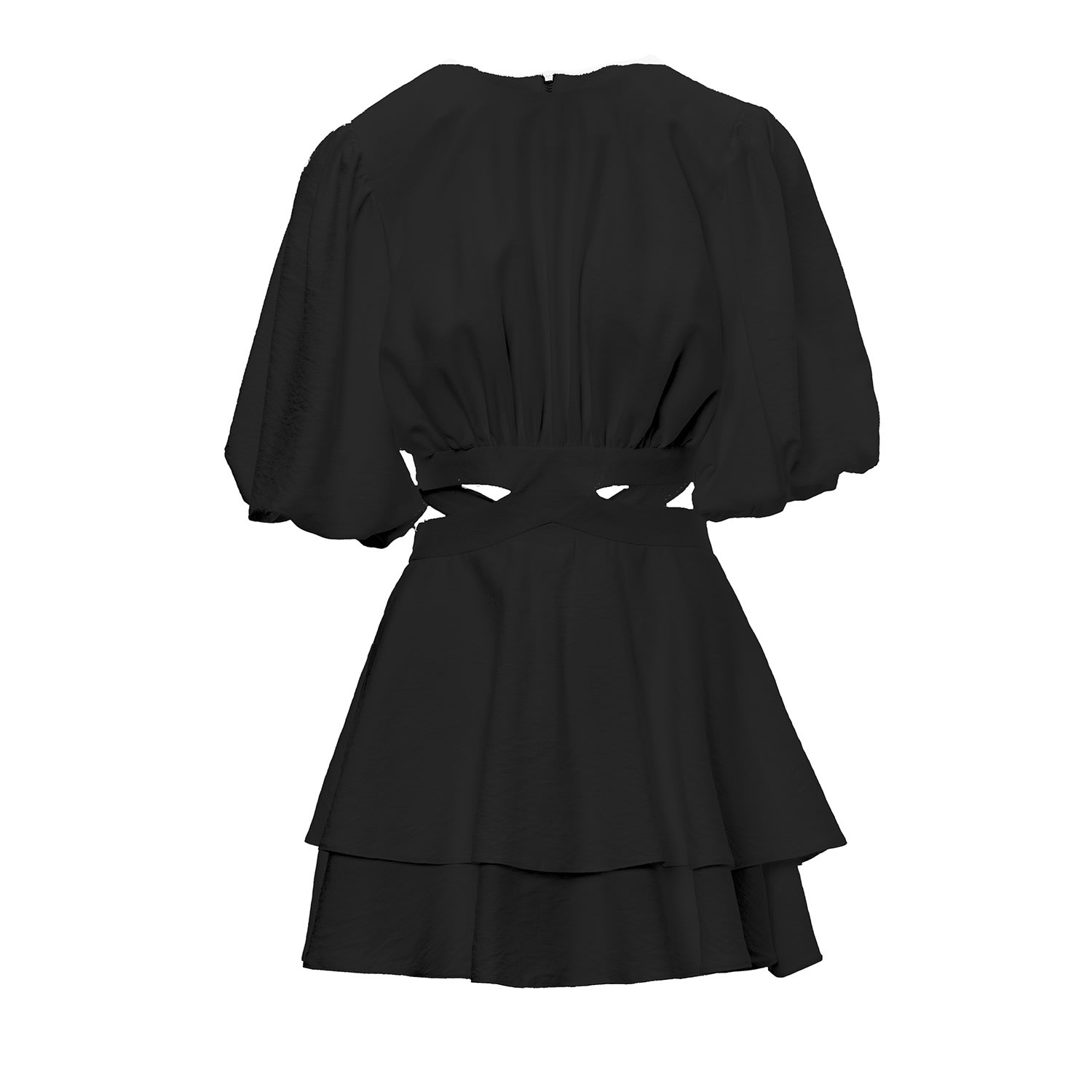 Women’s Black Mini Dress With Cut-Out And Raglan Sleeves Extra Small Bluzat