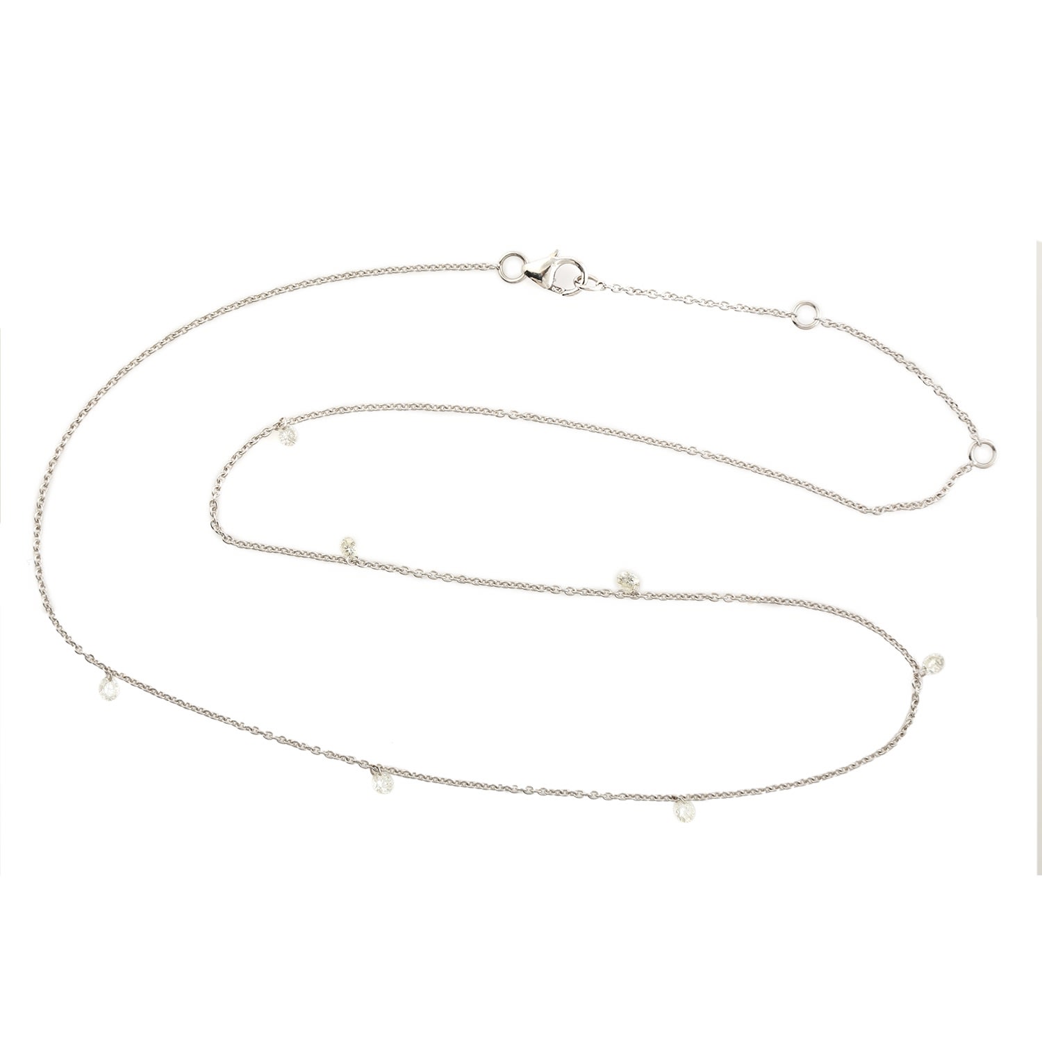 Artisan Women's Natural Diamond & 18k White Gold In Station Chain Princess Necklace In Gray