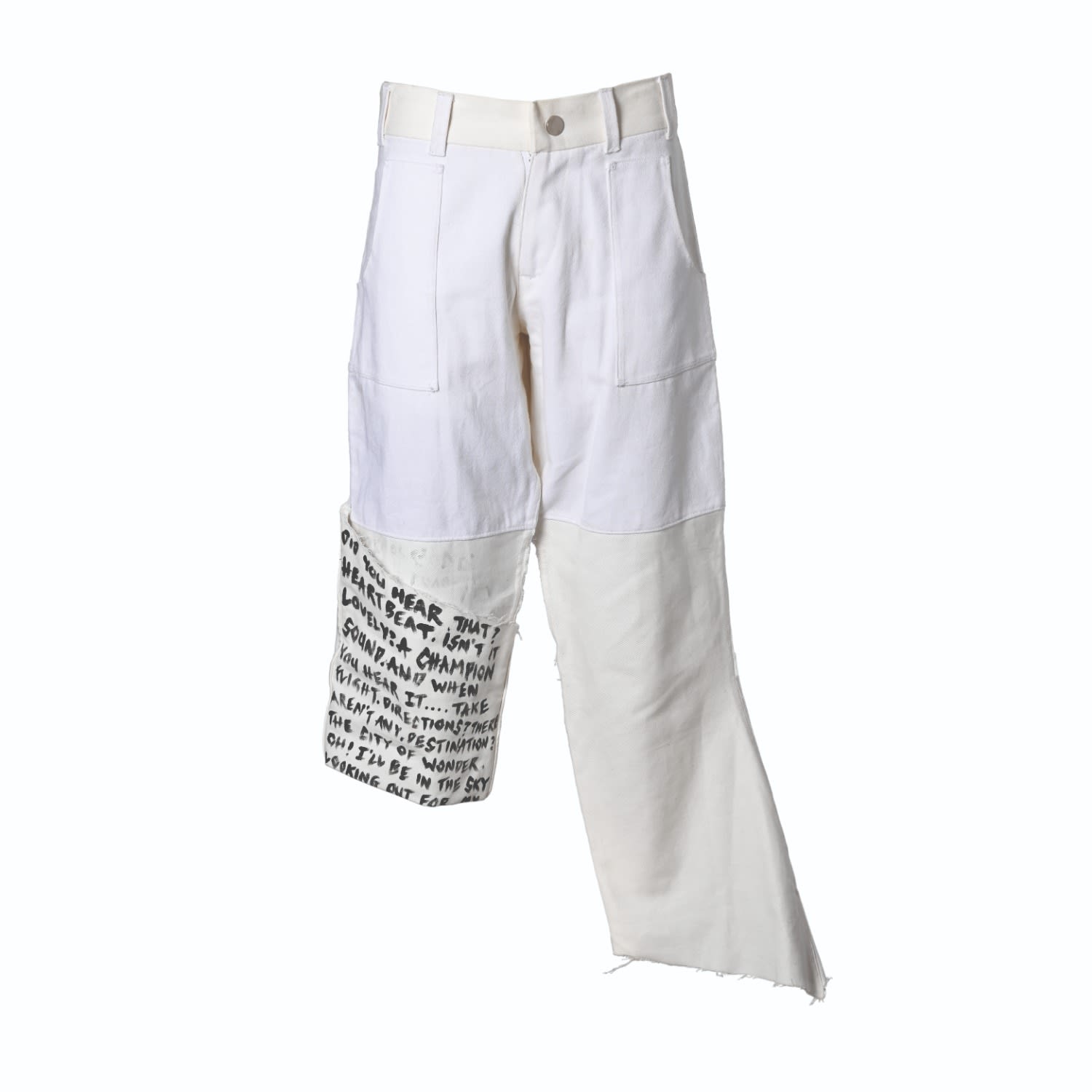 Formula S7 White Denim Two Tone Hand Painted Pants In White