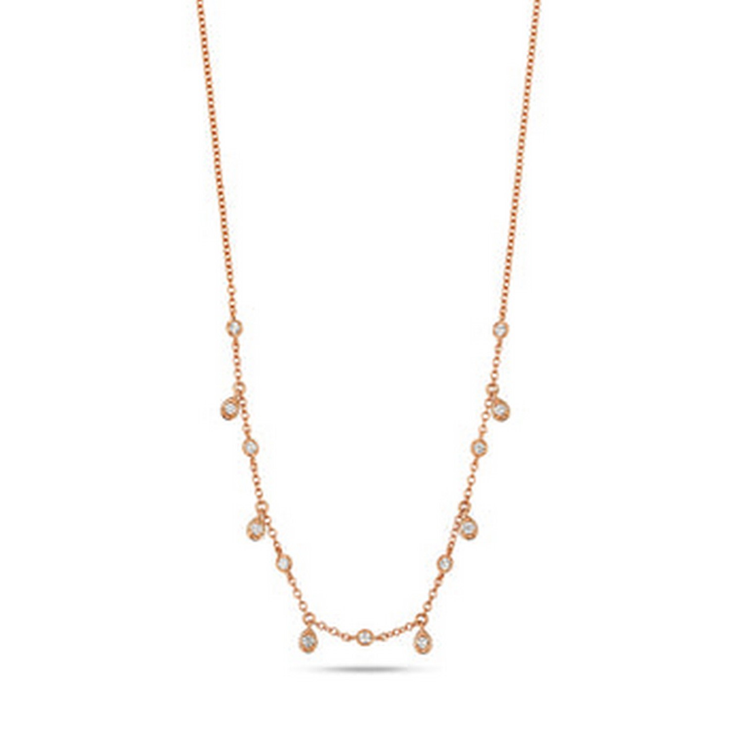 Cervin Blanc Women's White / Rose Gold Diamond Necklace Bezel Charm Teardrops In Rose Gold