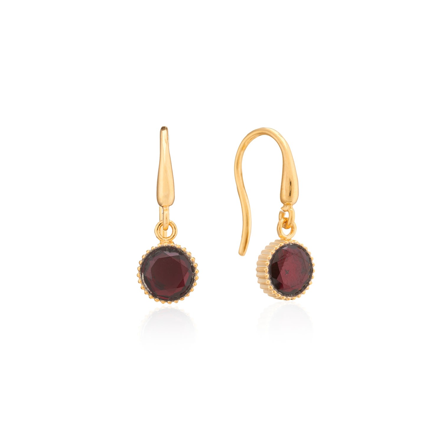 Auree Jewellery Women's Red / Gold Barcelona January Birthstone Hook Earrings Garnet