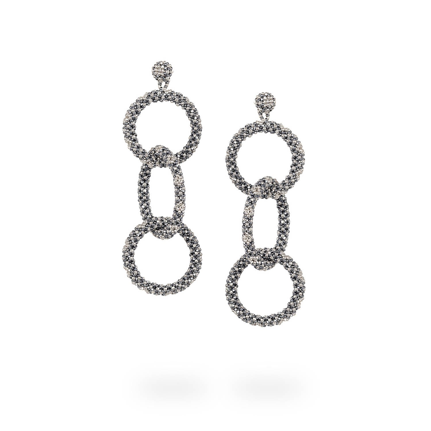 Women’s Three-Looped Hoop Earrings - Gray Metallic & Platinum Kuu