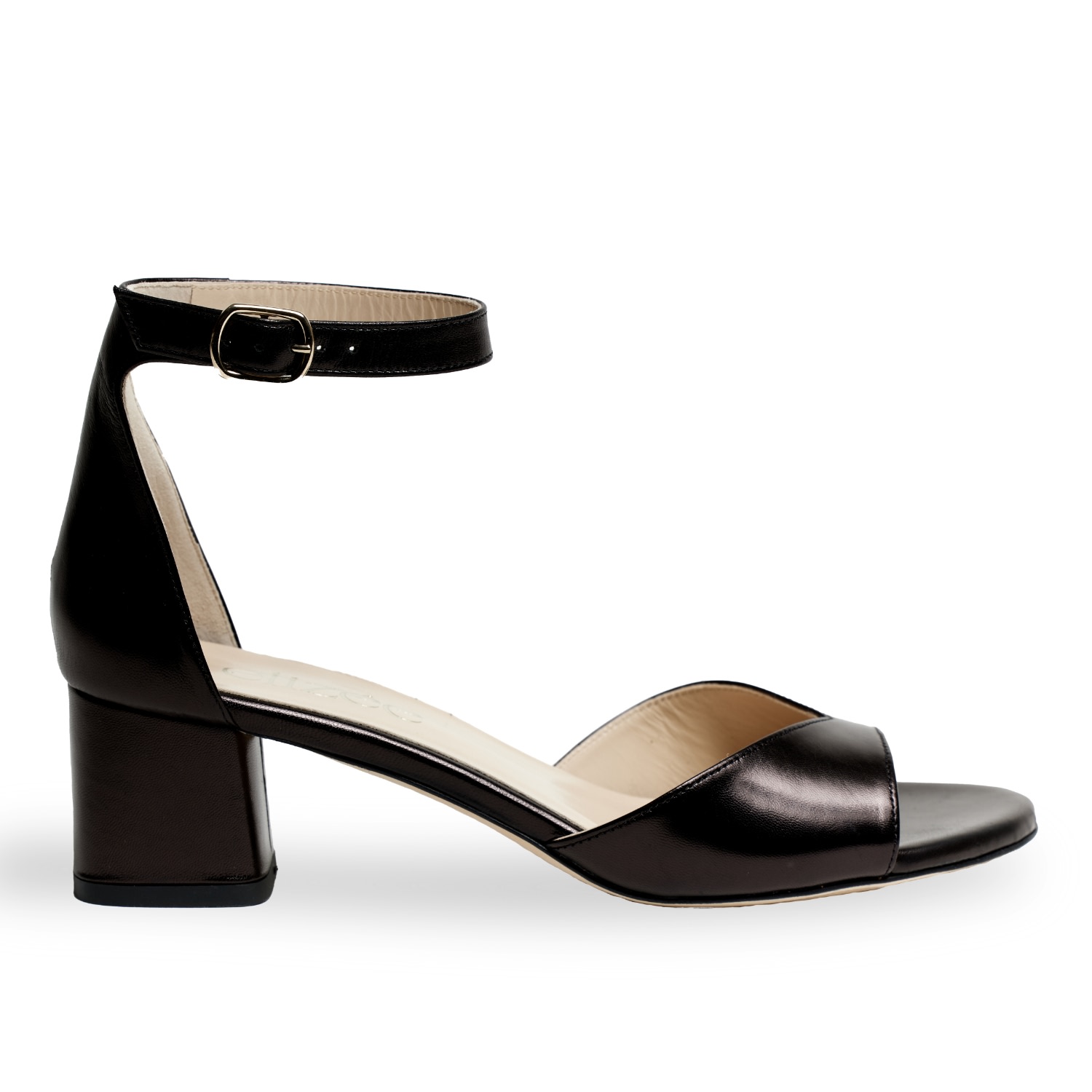 Elizee Women's Chiara Leather Block Heel Sandals - Black In Black