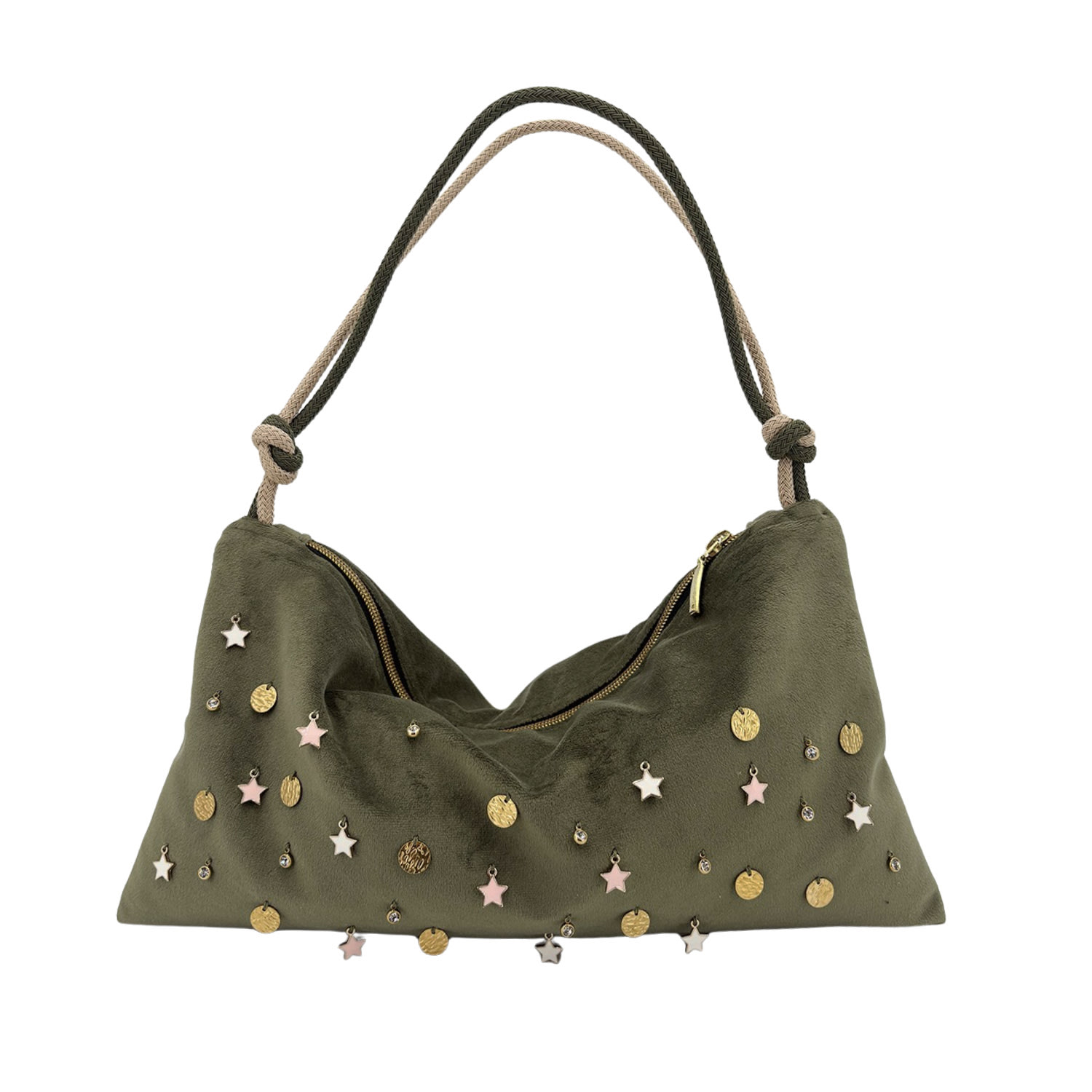 Hilo De Mar Women's Pink / Purple / Green Velvet Bag With Charms In Pink/purple/green