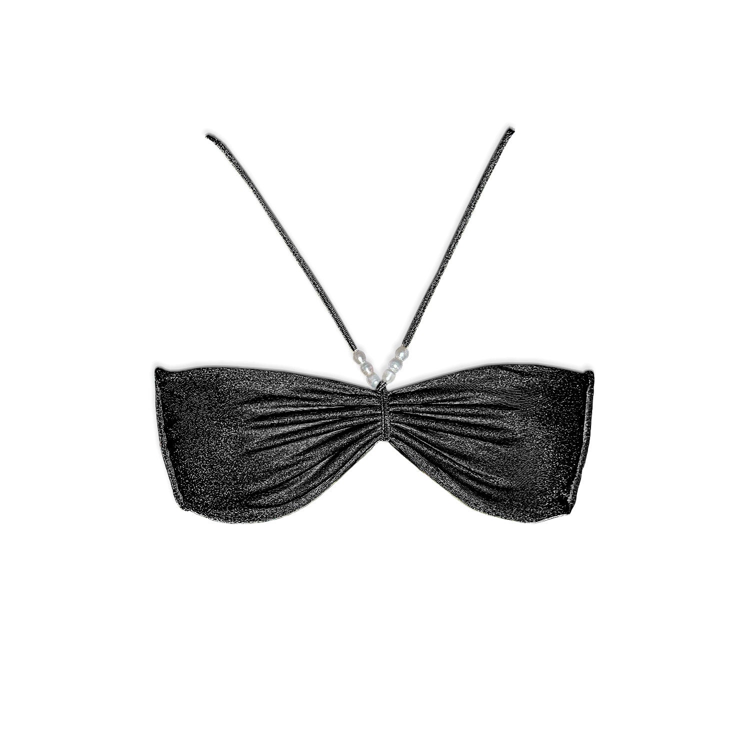 Women’s The Pearl Shimmer Bandeau Bikini Top - Black Small Inbodi Swim