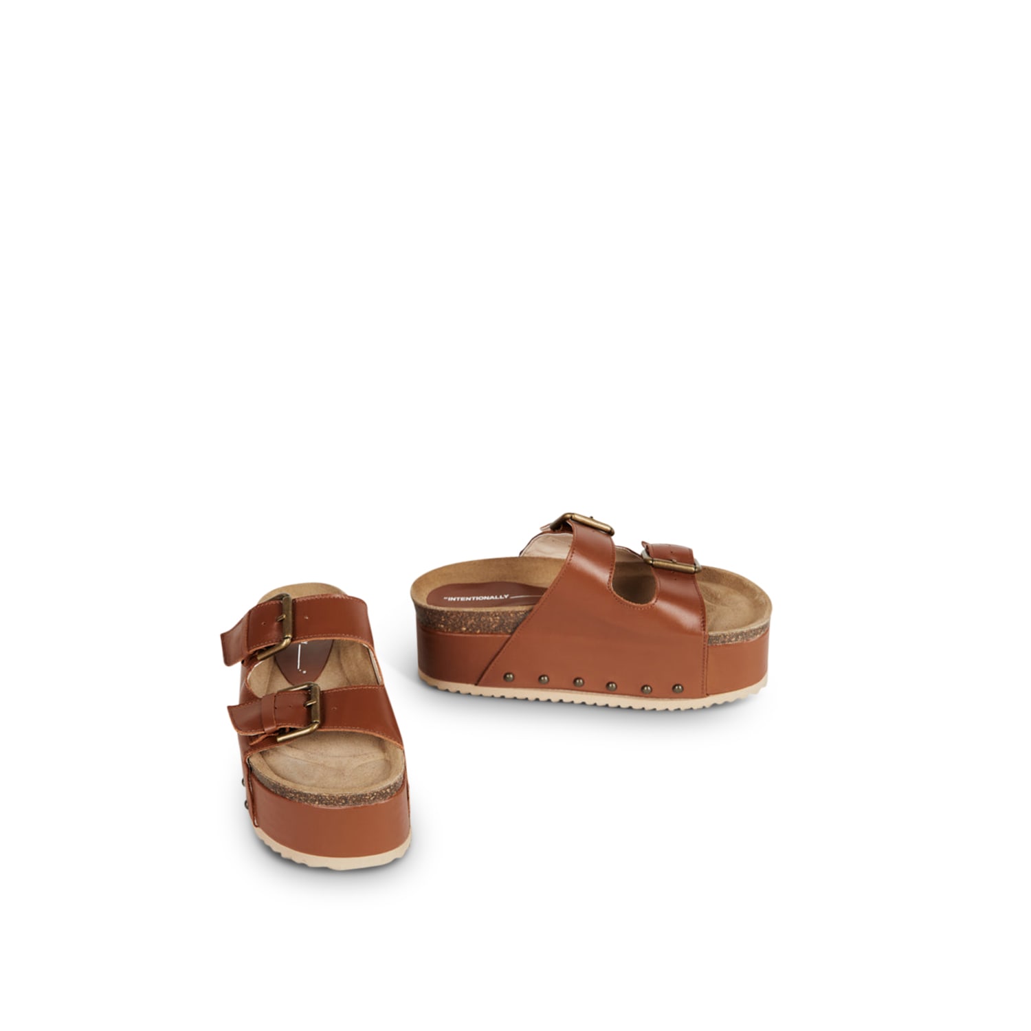 Intentionally Blank Women's Cooper-two Leather Platform Sandal-brown In Brown