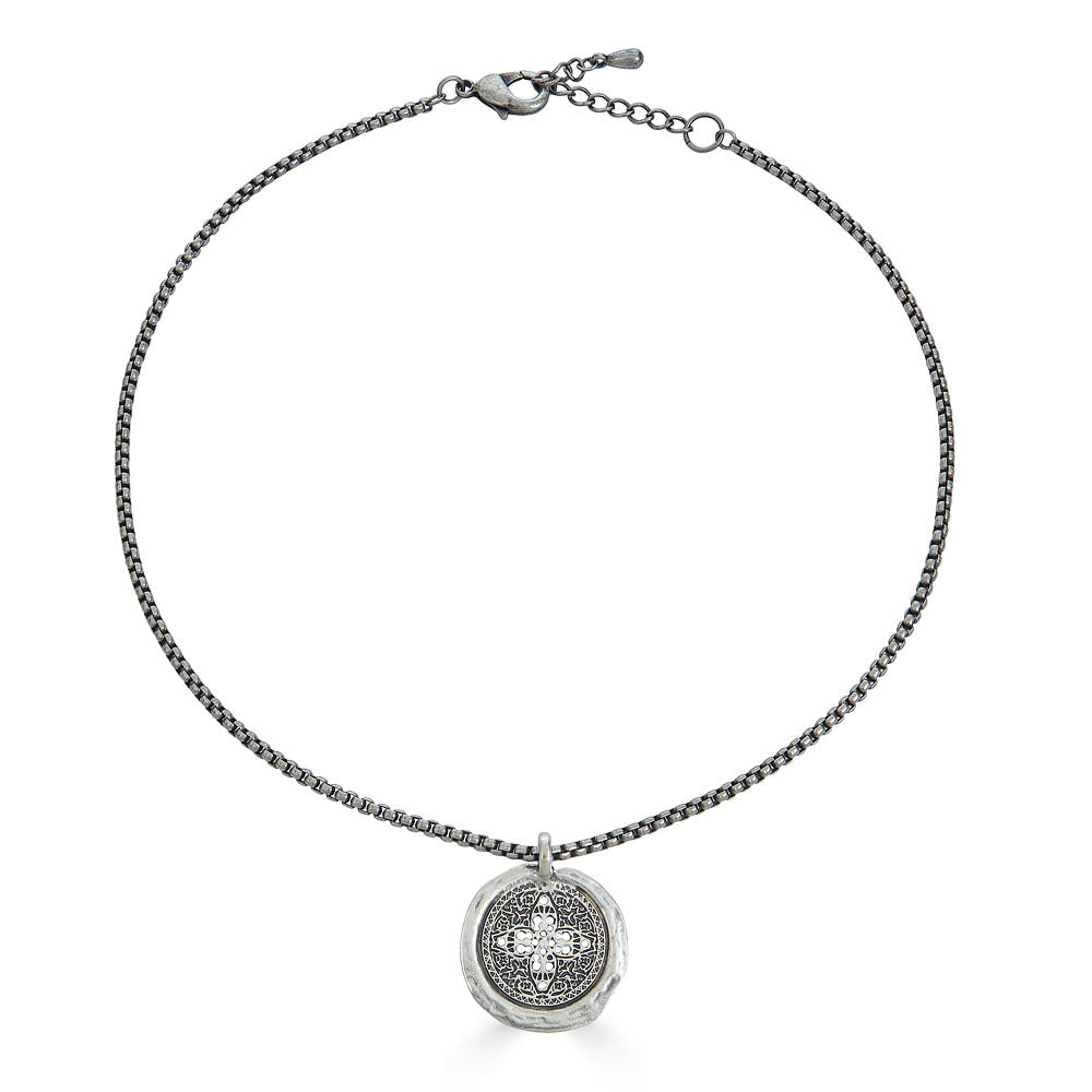 Loni Paul Jewelry Women's Antique Silver Filigree Coin Necklace In Silver