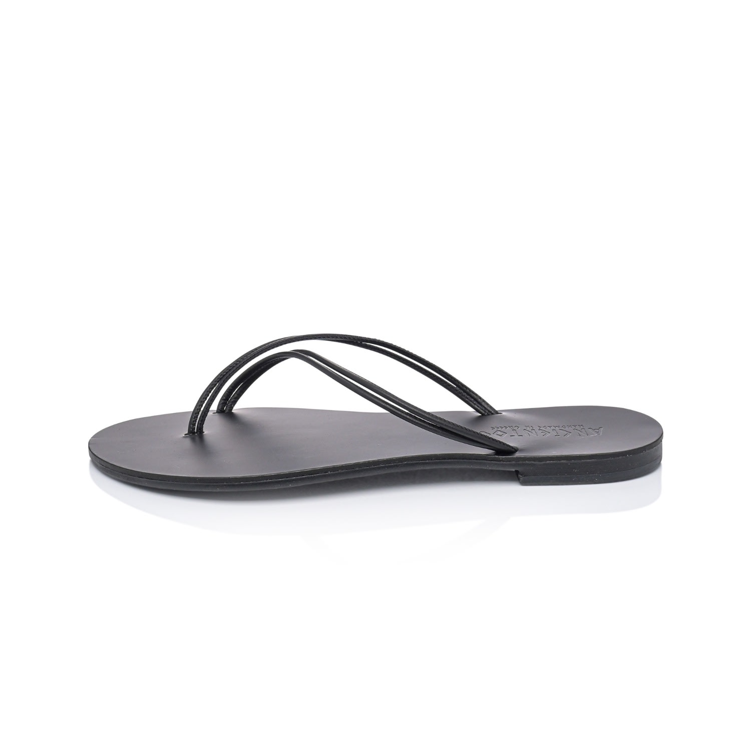 Ancientoo Black Aphaea Cord Handcrafted Leather Flip Flop Sandal For Women