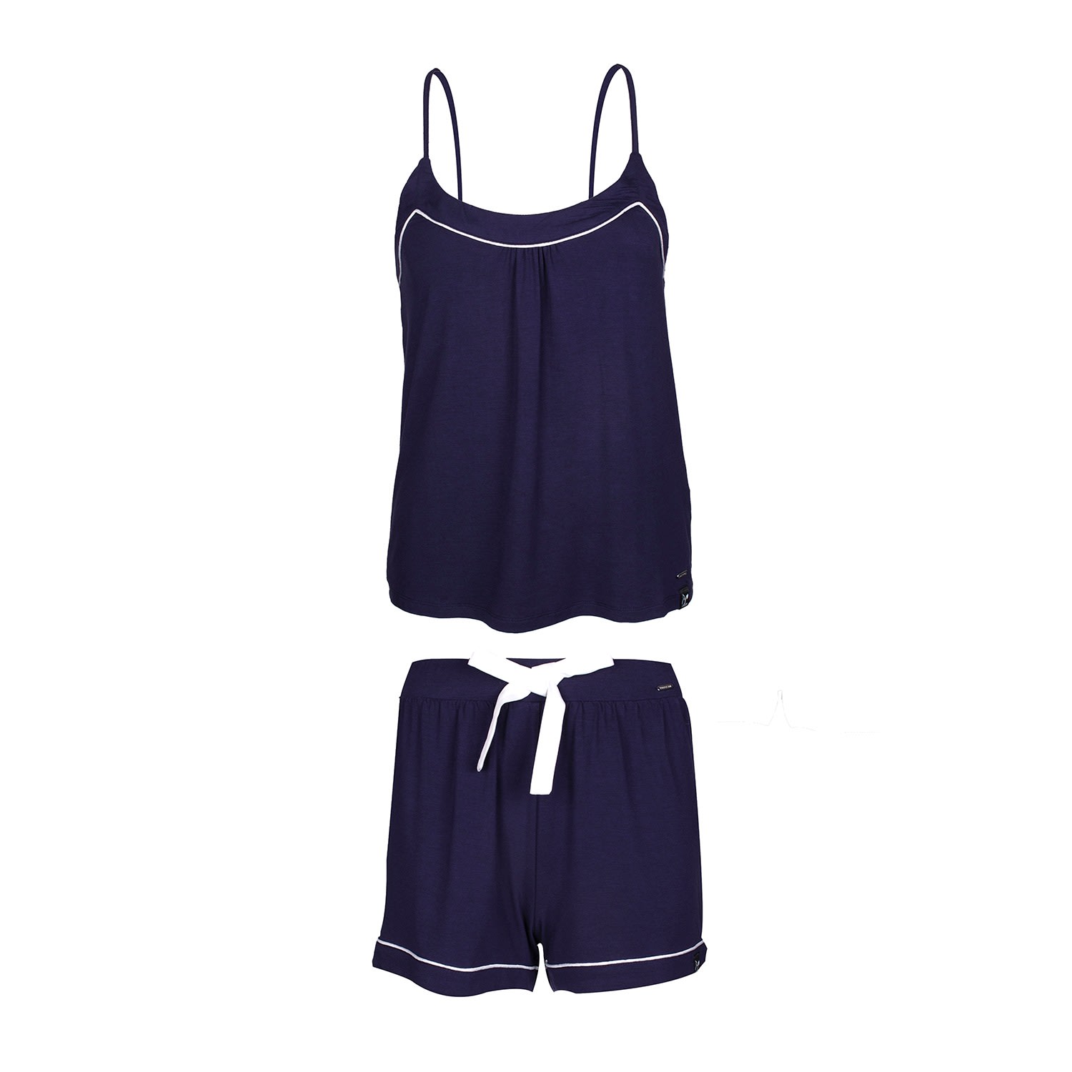 Pretty You Women's Blue Bamboo Cami & Short Pyjama Set In Midnight