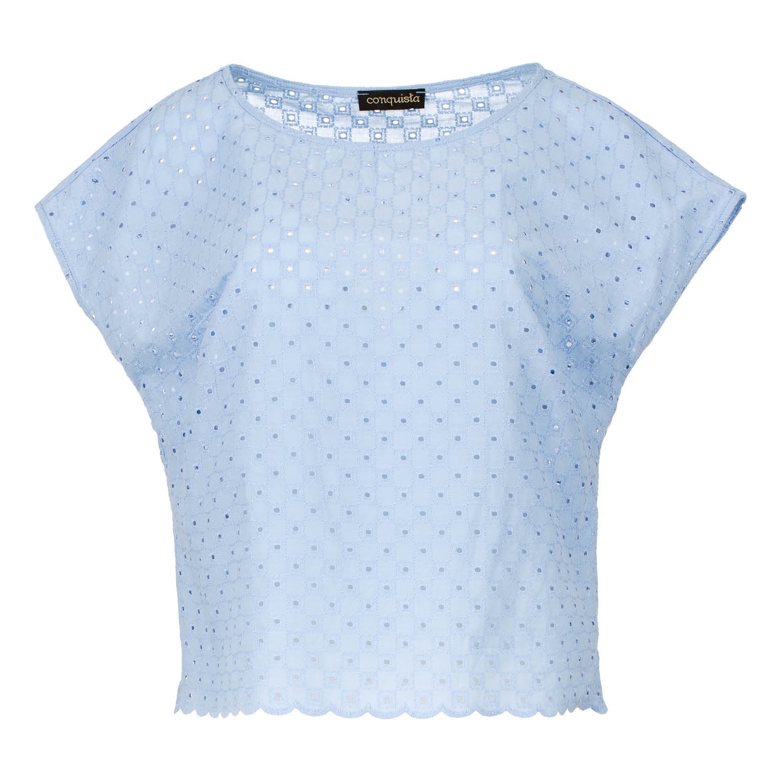 Conquista Women's Sky Blue Sleeveless Embroidered Top In Blue