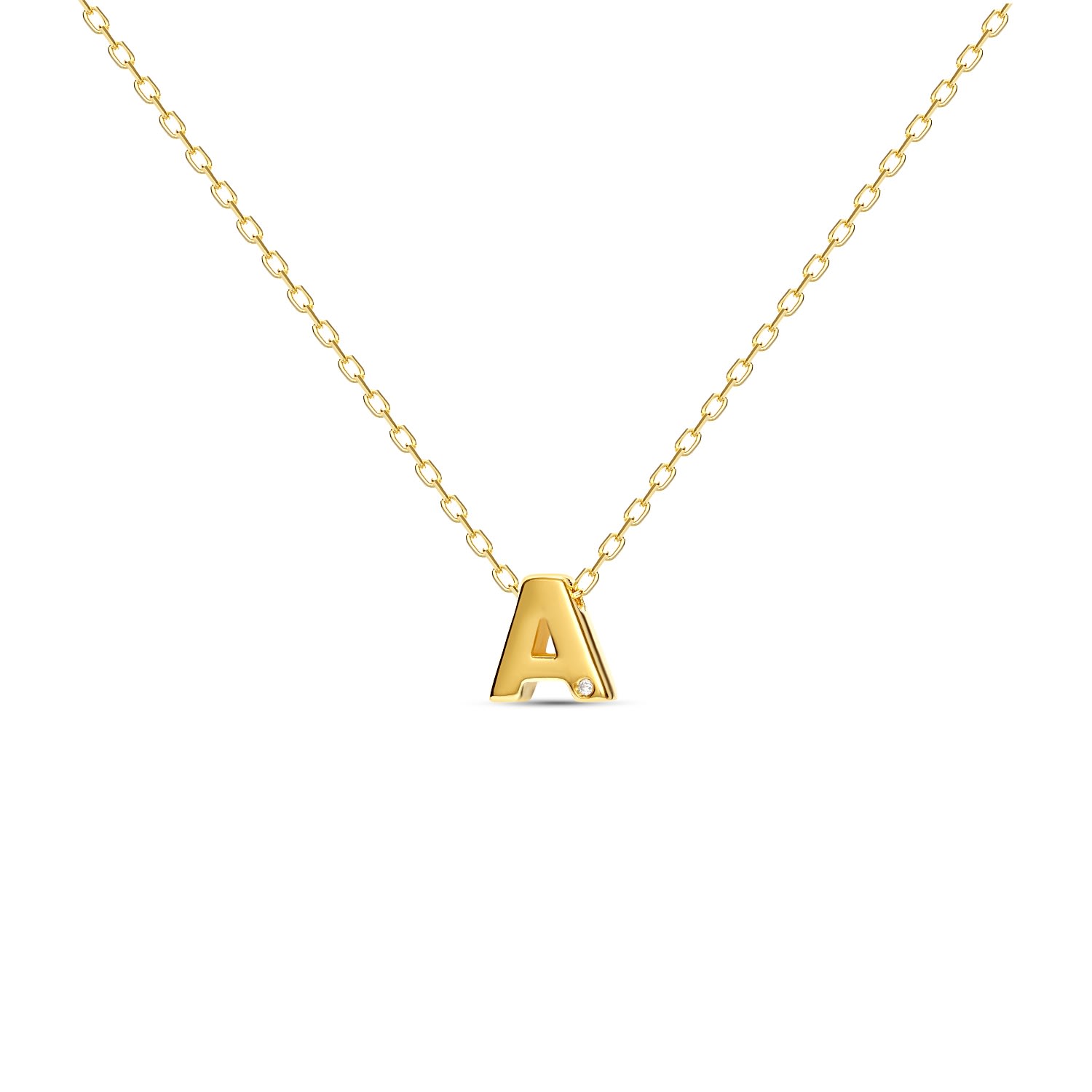 Women’s Diamond Letter Necklace A - Gold Vermeil & Diamond Mosuo Jewellery