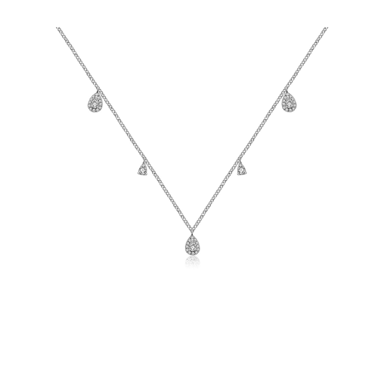 Women’s 18K White Gold Drop Shape Diamond Necklace / Choker Genevieve Collection