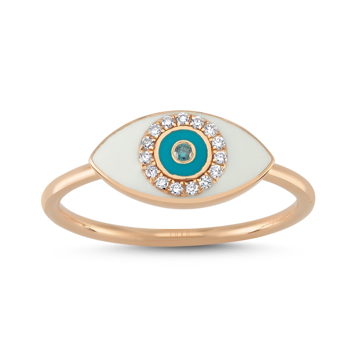 Women’s Eyeful White Eye Blue Diamond Rose Gold Ring Luxo Diamond