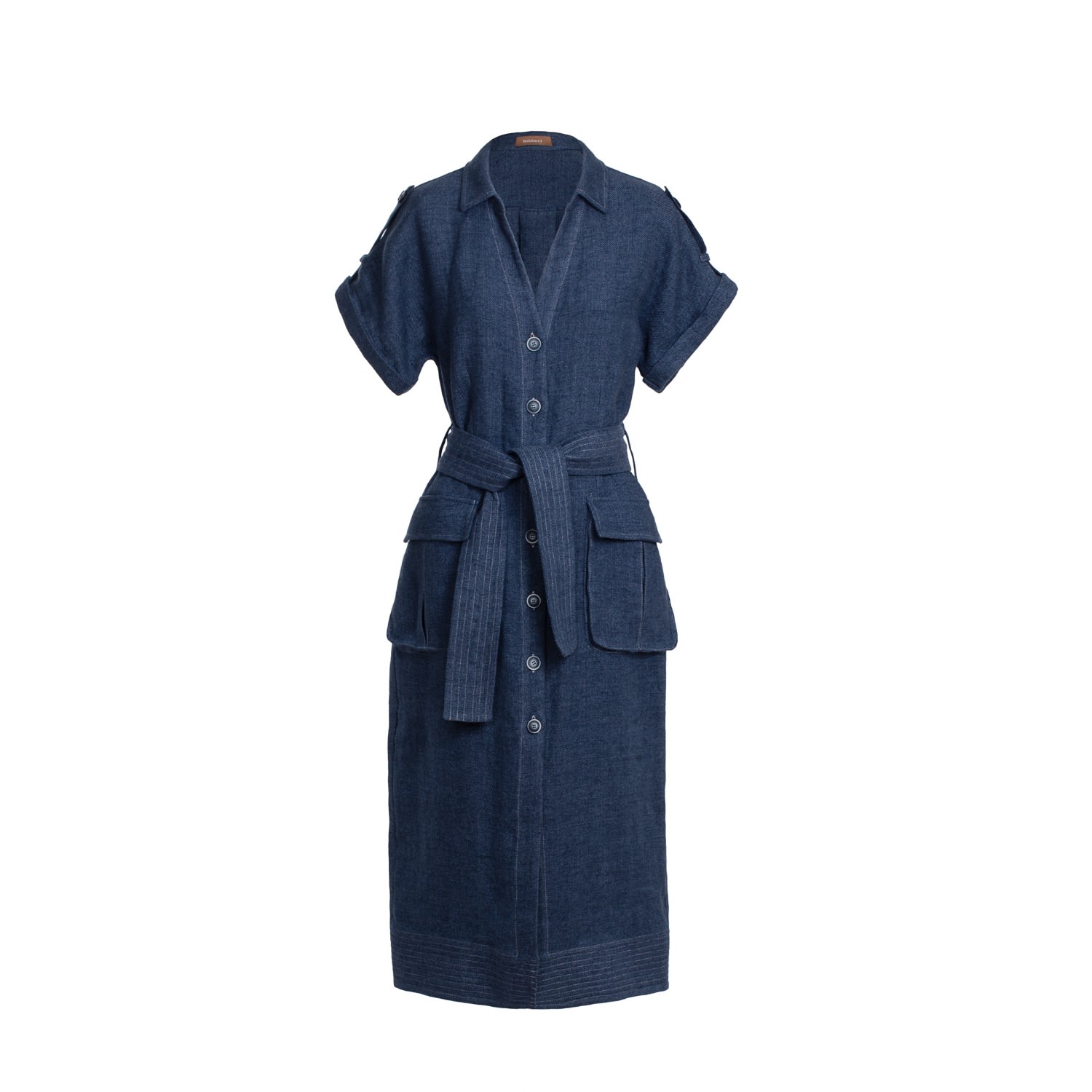 Women’s Desert Midi Linen Dress In Denim Blue Large Bohomey