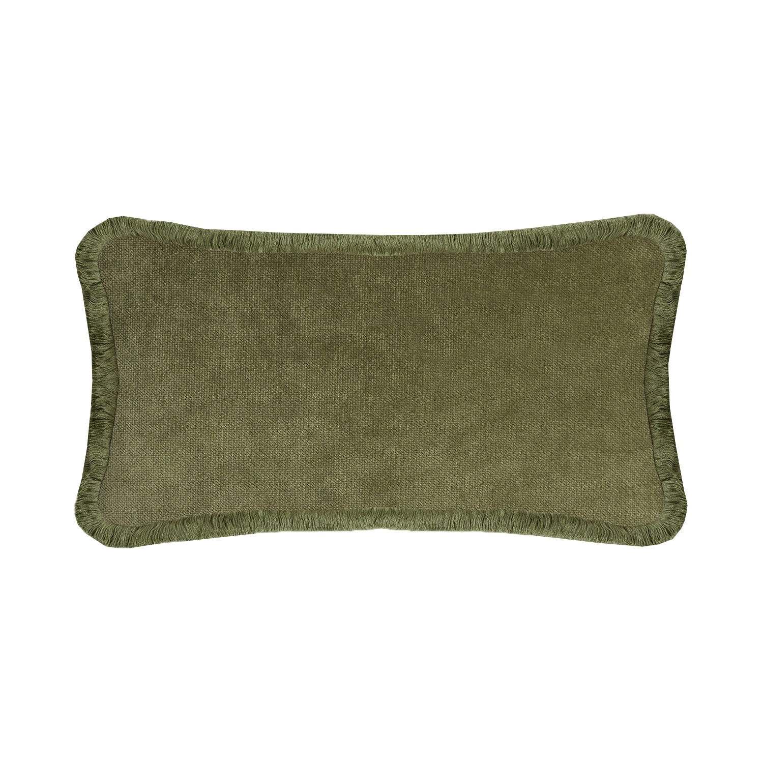 Single Velvet Bed Cushion With Fringes Green Lo Decor