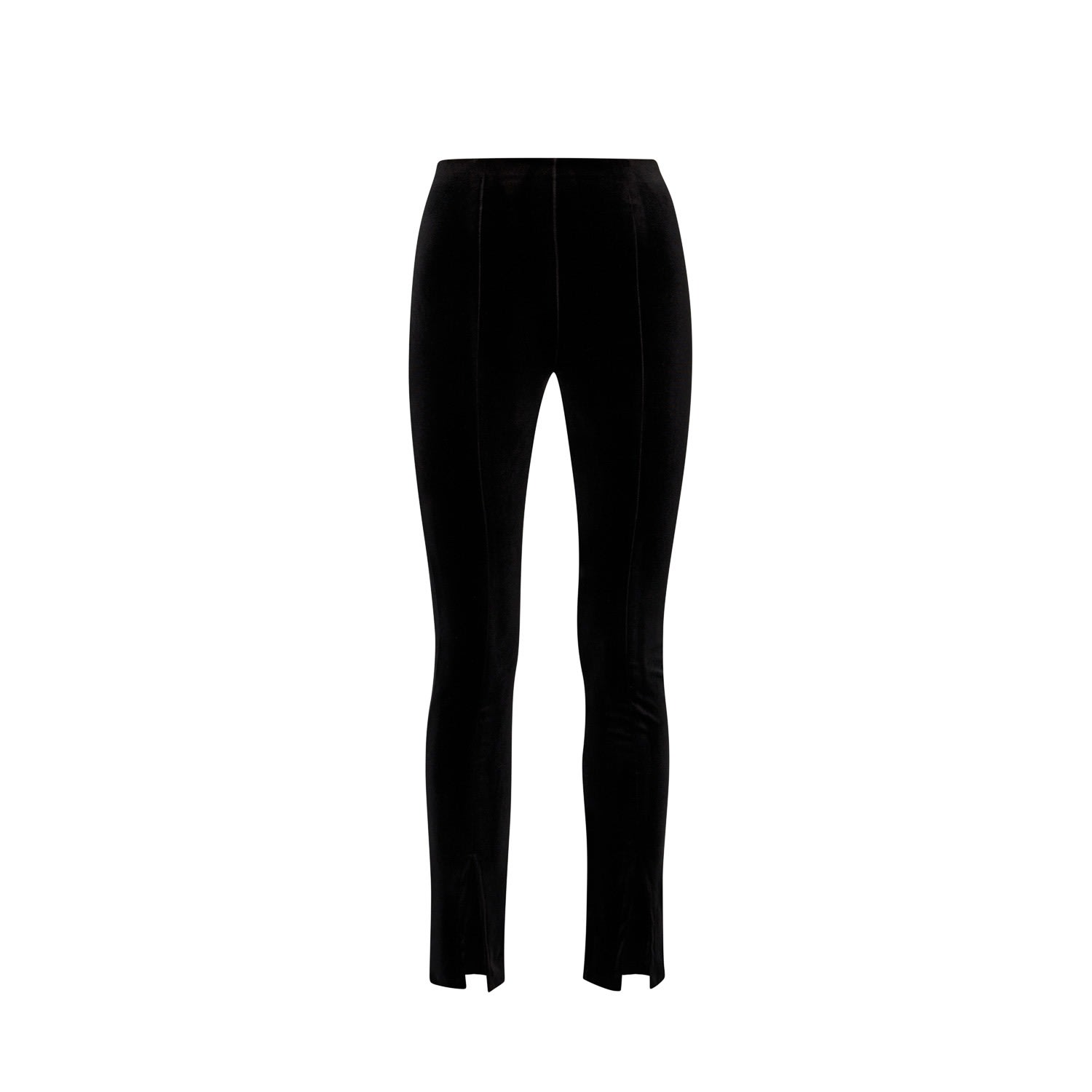 Women’s Black Velvet Front Slit Leggings Extra Large Lia Aram