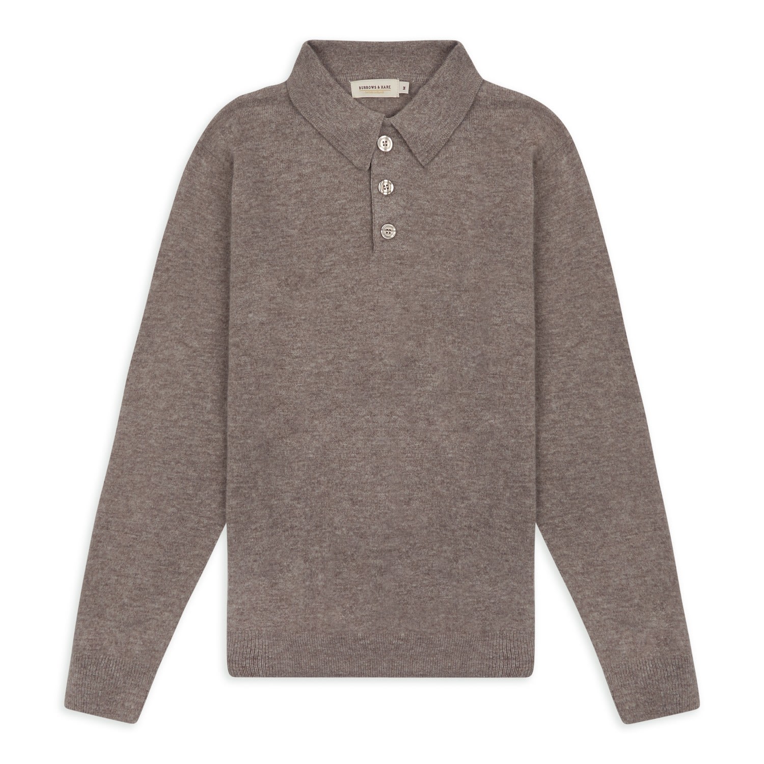 Men’s Knitted Polo - Brown Small Burrows & Hare