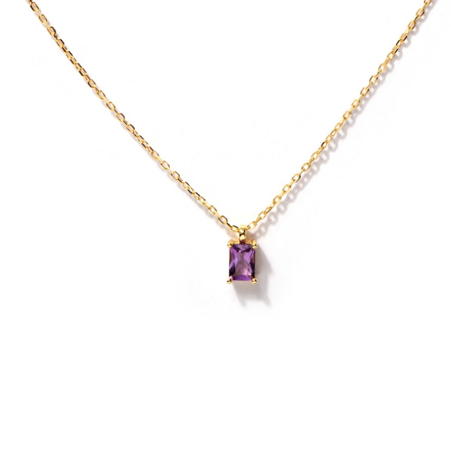 Women’s Pink / Purple / Gold Tiny Baguette Amethyst Gold Necklace Little Sky Stone