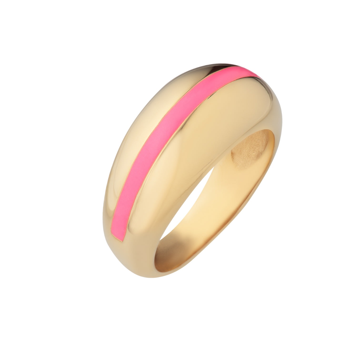 Women’s Gold / Pink / Purple Gold Candy Stripe Dome Ring In Neon Pink Scream Pretty