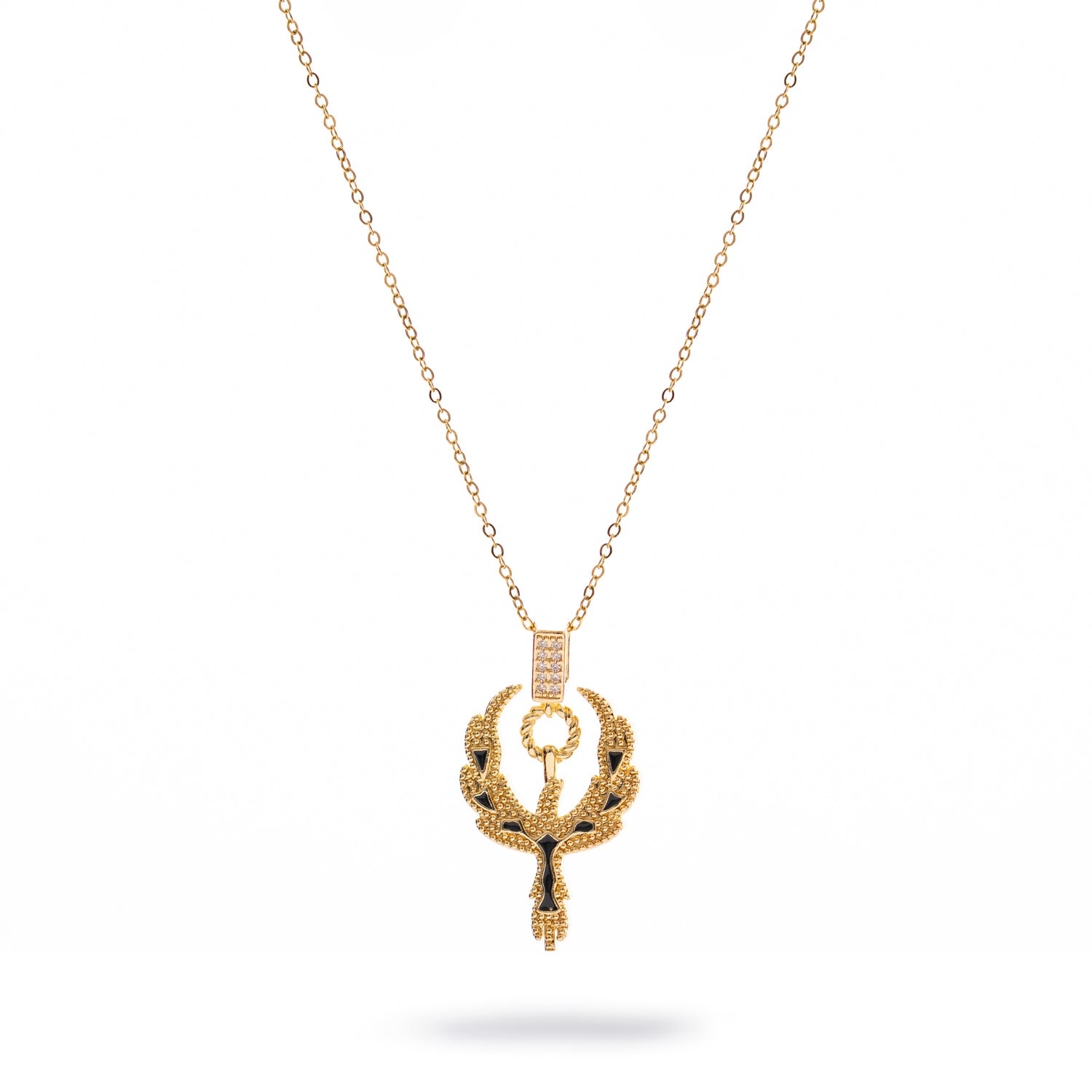Ebru Jewelry Women's Gold / Black Golden Phoenix Rising Guardian Necklace - Gold In Gold