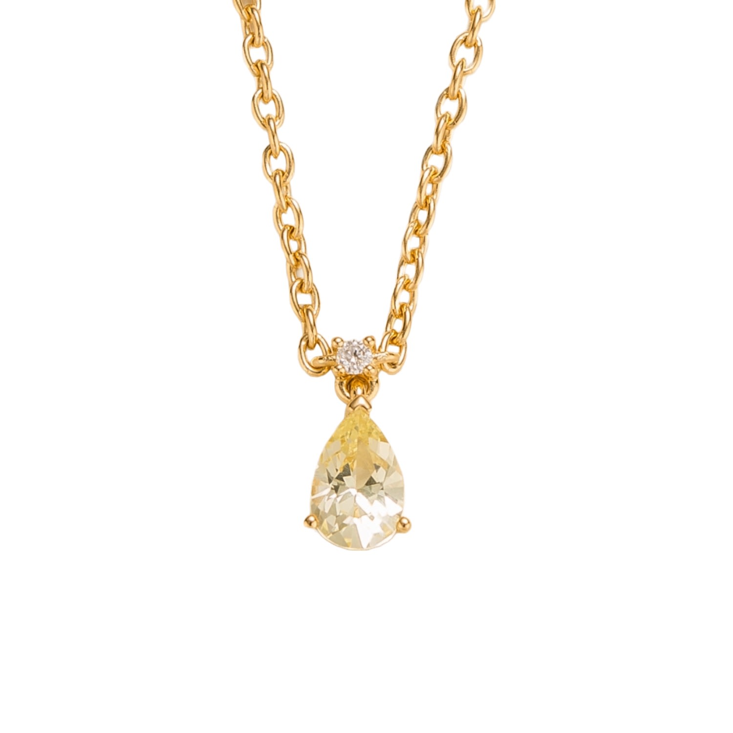 Women’s Gold / White / Yellow Ori Small Gold Pendant Necklace In Yellow Sapphire & Diamond Juvetti