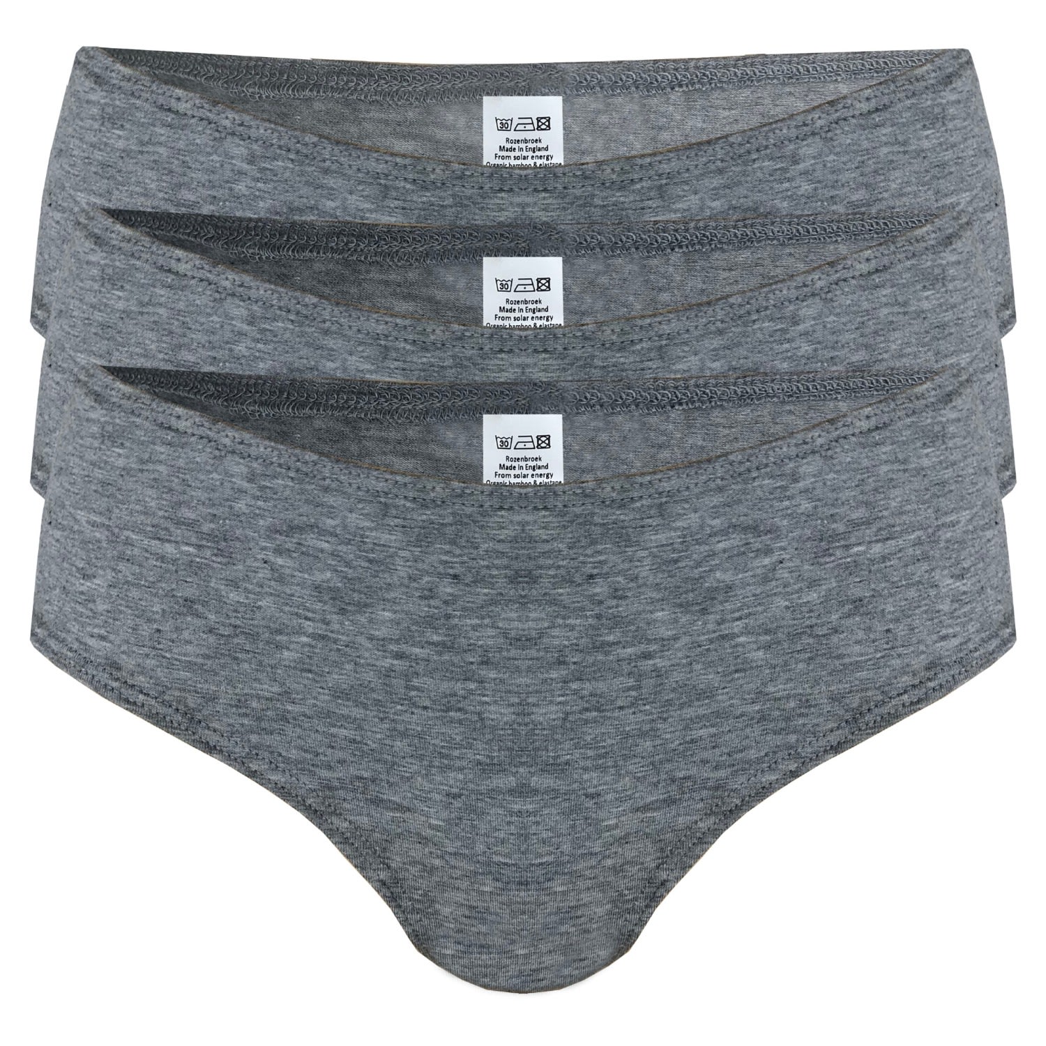 Women’s Grey Organic Bamboo Full Brief - Pack Of 3 Extra Large Rozenbroek