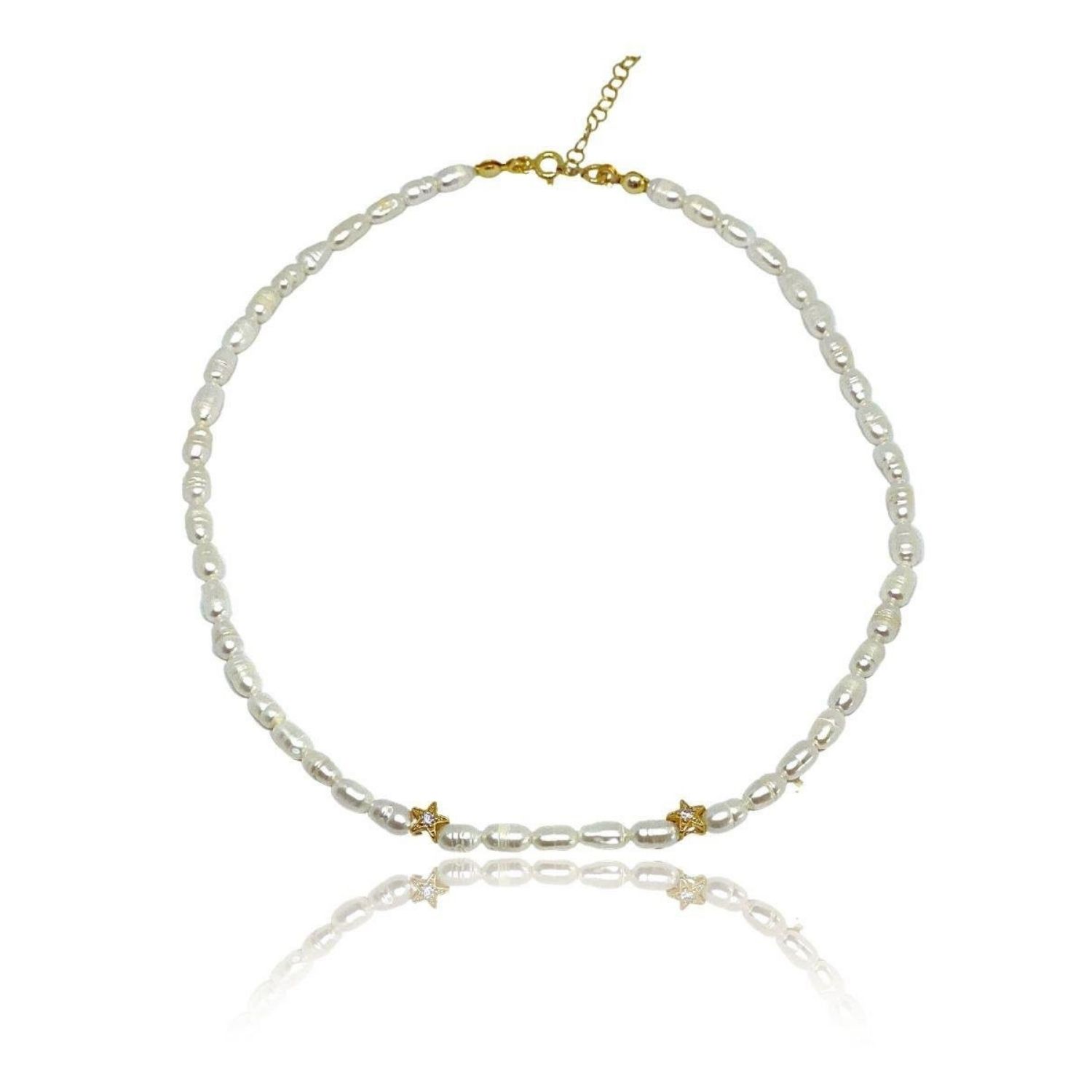 Women’s Gold Rometta Star Pearl Necklace Linya Jewellery