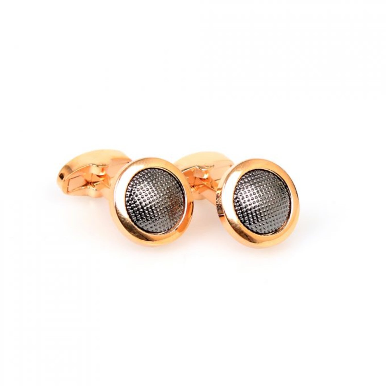 Men’s Circle With Gunmetal Cufflink - Gold Gunmetal David Wej