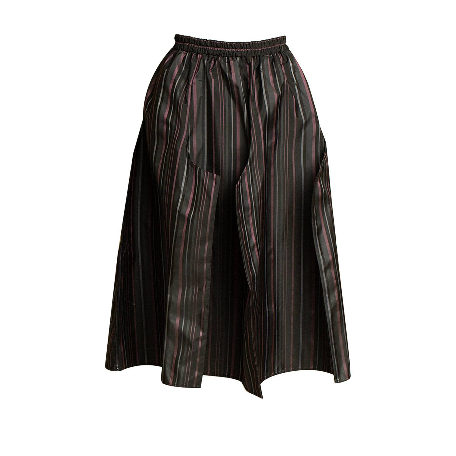 Women's Traveler Skirt In Black Taffeta With Stripes | Extra Small | Bianca Popp