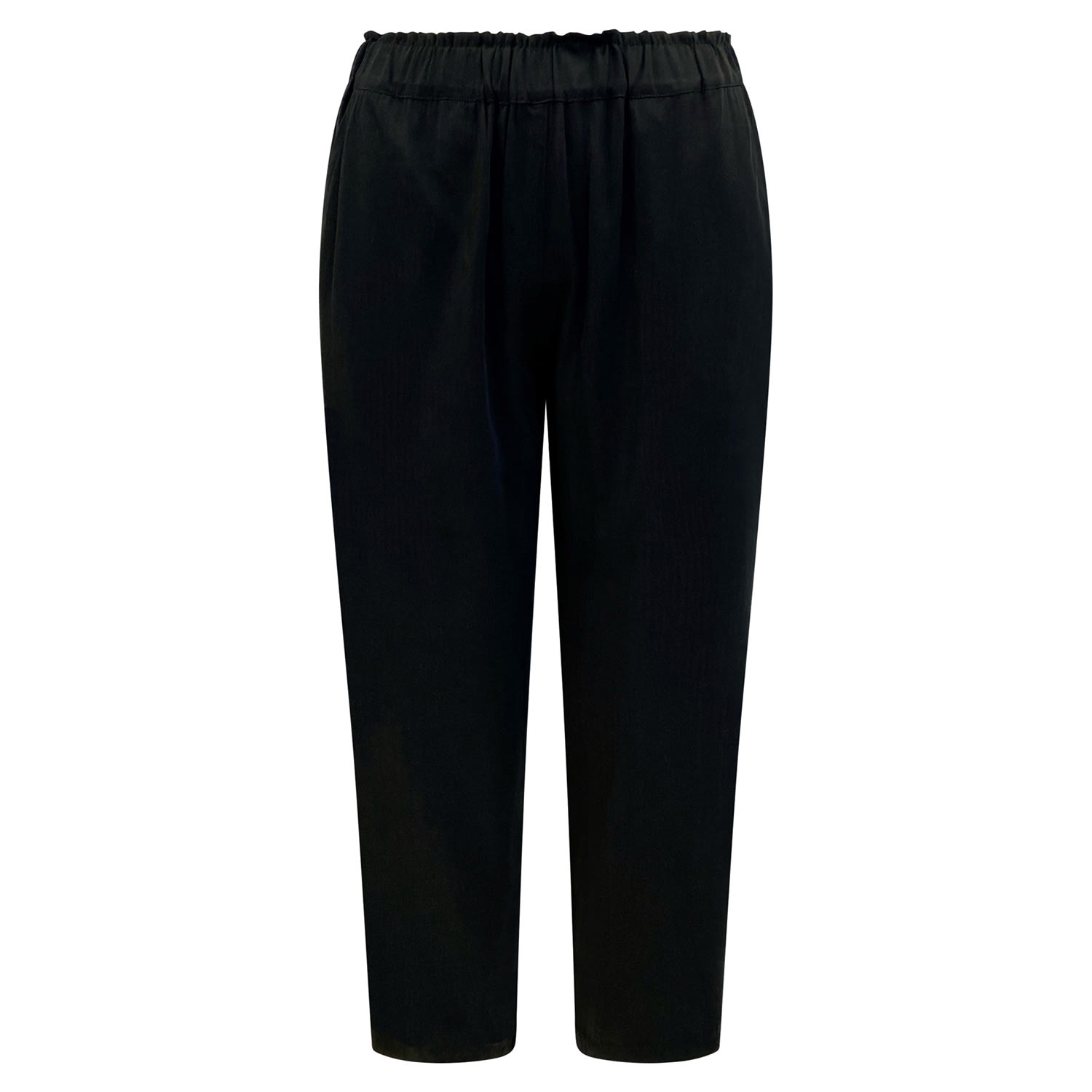 Haris Cotton Women's Pure Viscose Pants With Elastic Waist-band - Black In Black