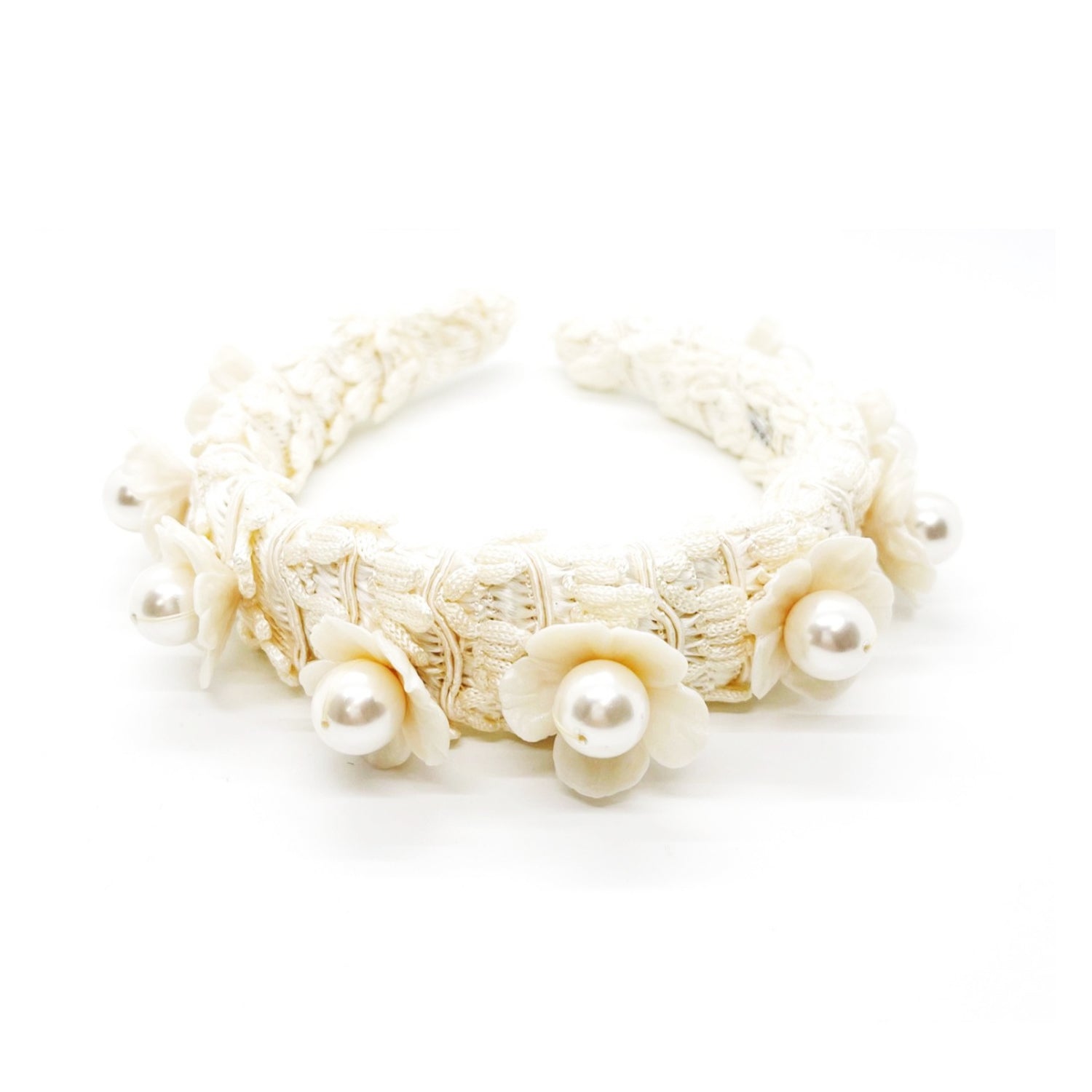 Adiba Women's White Bloom Handmade Headband In Neutral