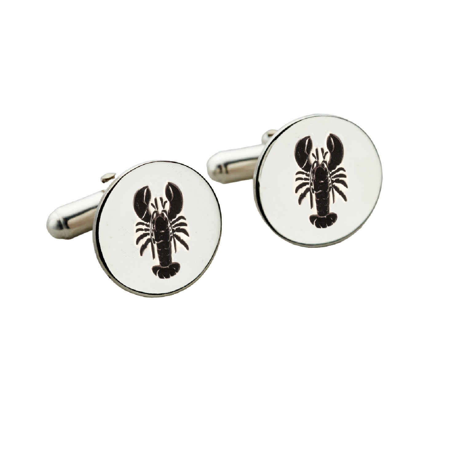 Posh Totty Designs Men's Silver Lobster Disc Cufflinks In Metallic