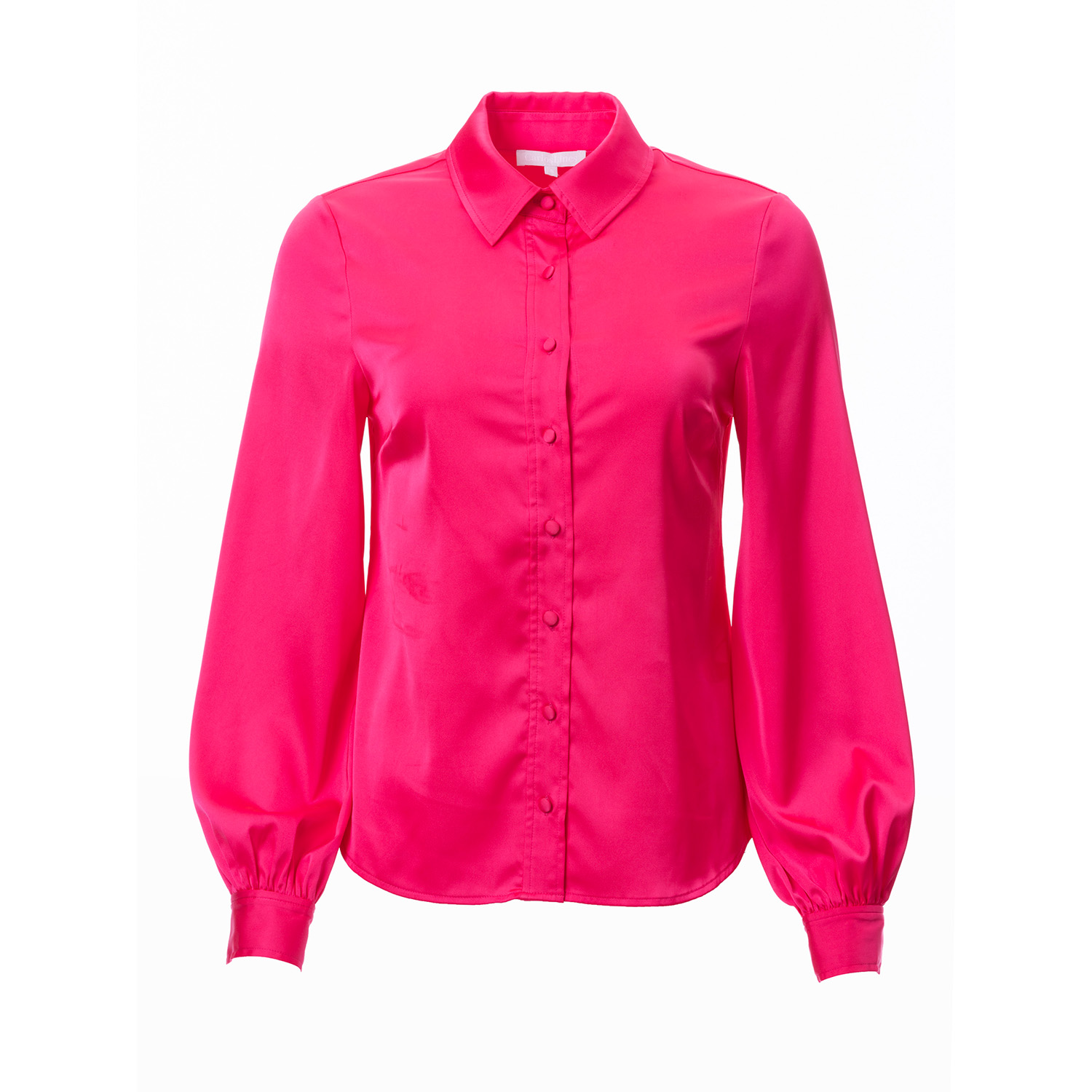 Carloslines Women's Button Down Long Sleeve Shirt In Rose Pink Solid In Pink