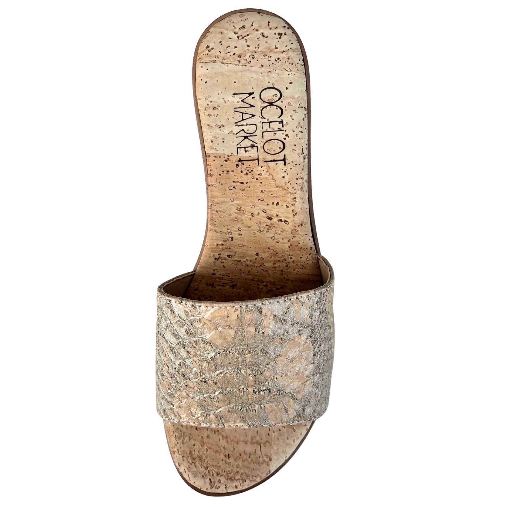 Ocelot Market Neutrals / Gold Women's Cork Sandal In Gold Piton In Gold