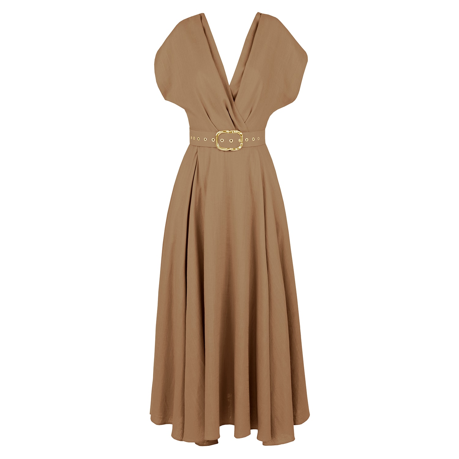 Alina Cernatescu Women's Neutrals / Brown Ischia Beige Office & Coktail Midi Dress