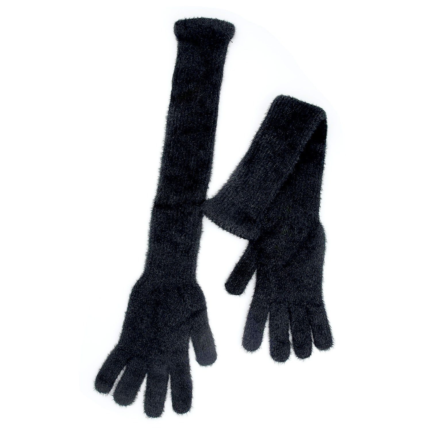 Maison Bogomil Women's Feather-knit Opera Gloves -black In Black