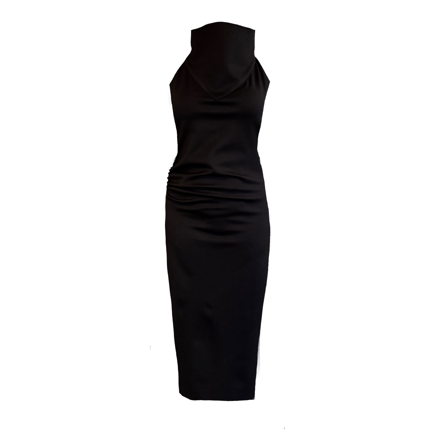 Mirimalist Women's Black Open Back Midi Dress In Black