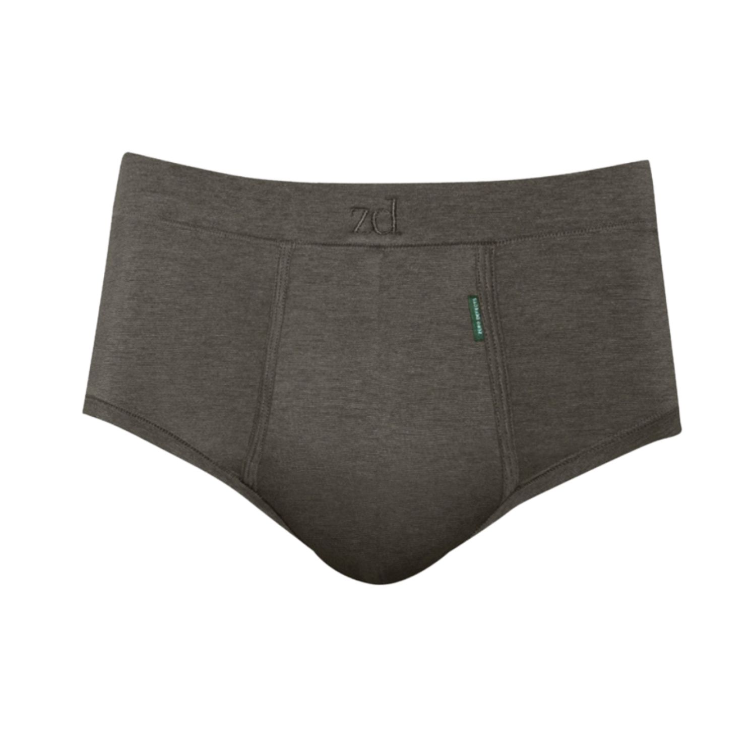 Zd Zero Defects Men's Saturno Fly Front Brief – Natural Comfort Soy Fiber - Color Dark Green In Green