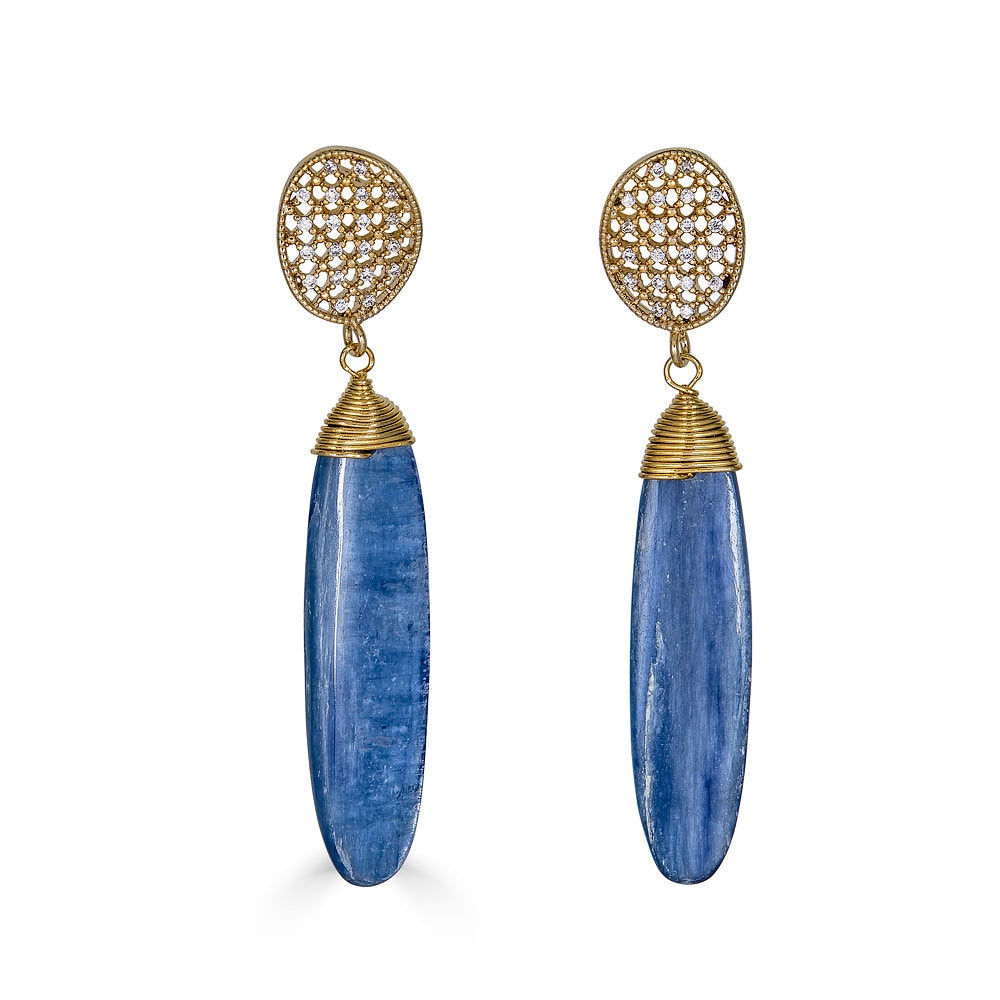 Loni Paul Jewelry Women's Gold / Blue Kyanite Dangle Earrings In Blue