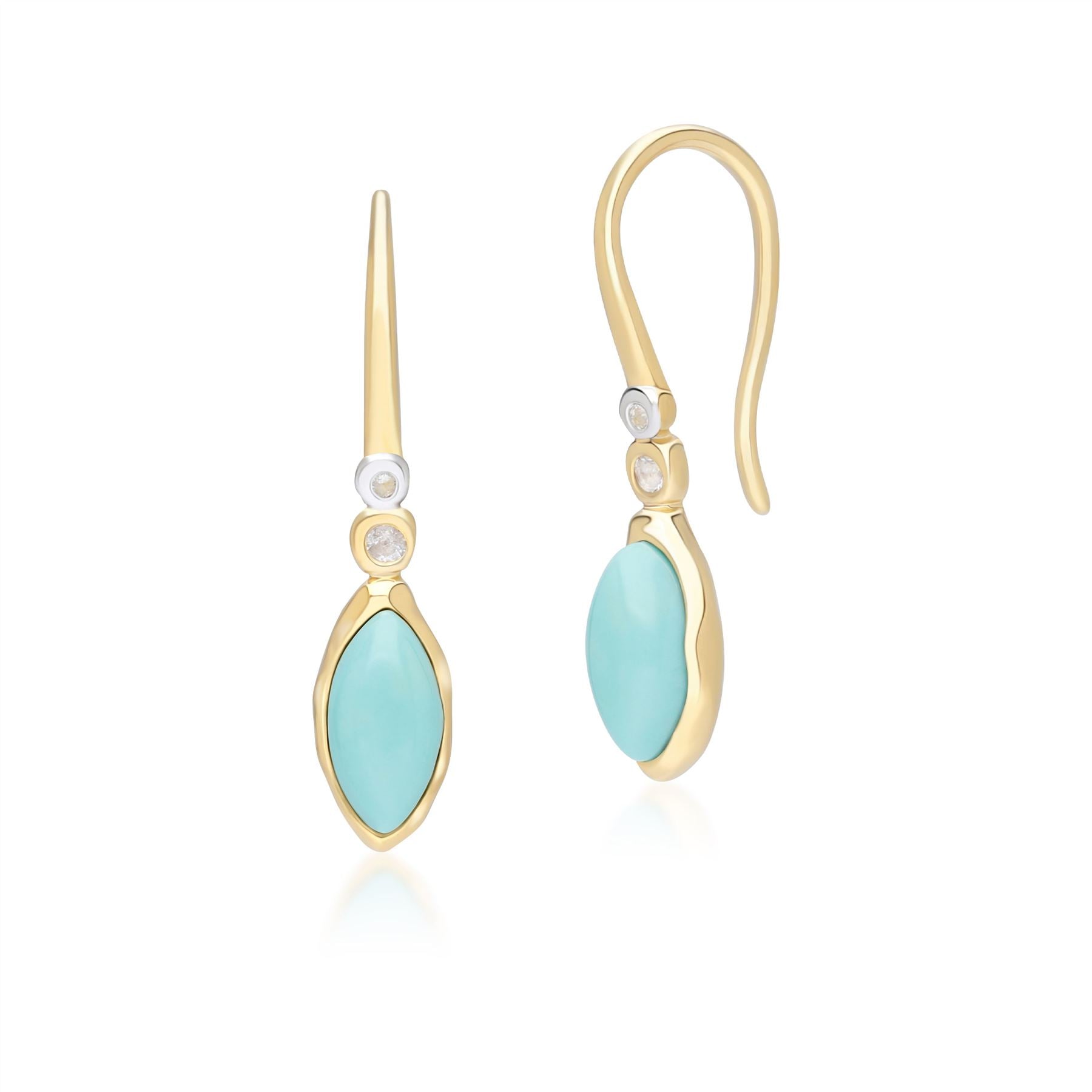 Women’s Marquise Turquoise & Topaz Drop Earrings In Gold Plated Sterling Silver Gemondo