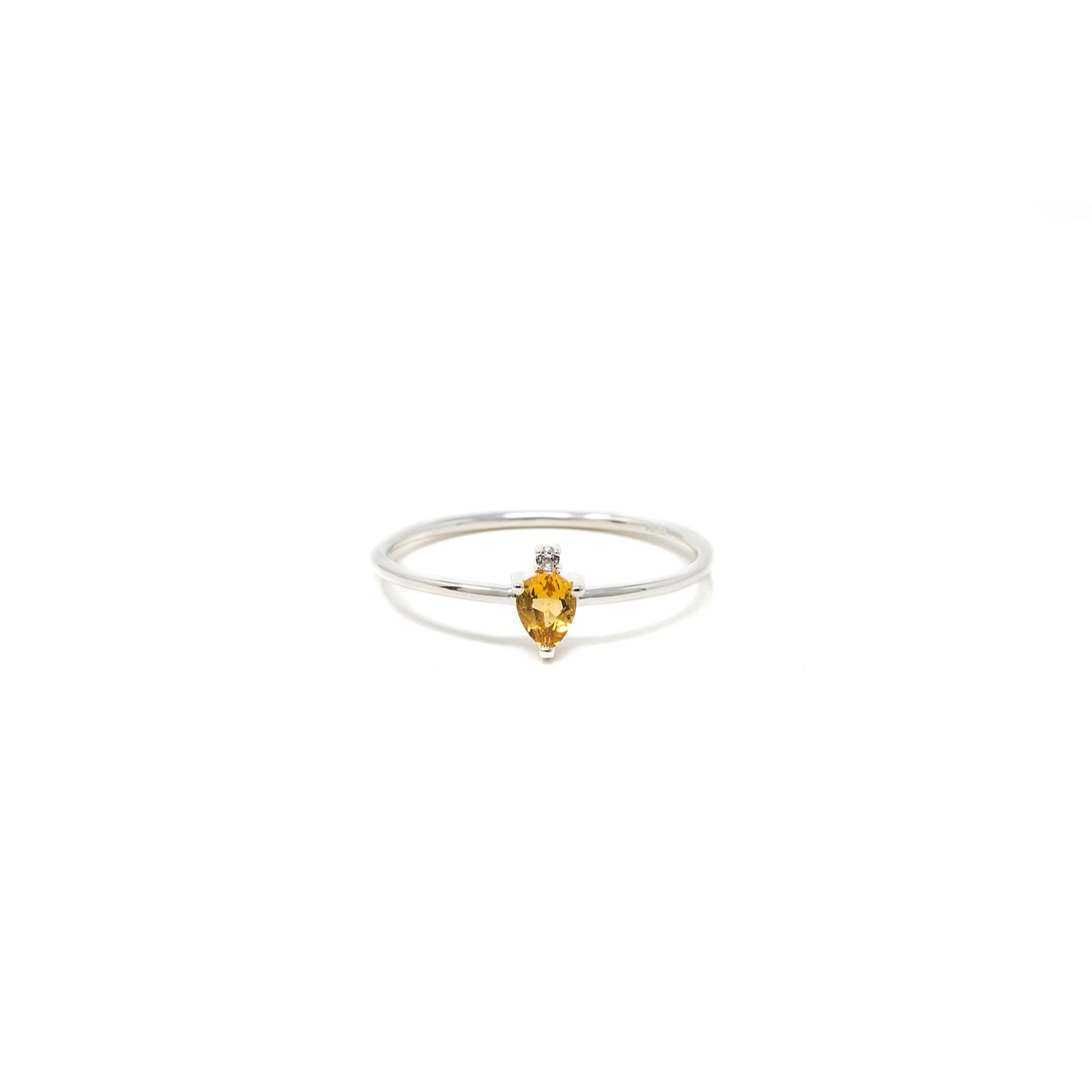 Nasi Silver Women's Pear Atarah Ring- Citrine & White Topaz, Silver In Metallic