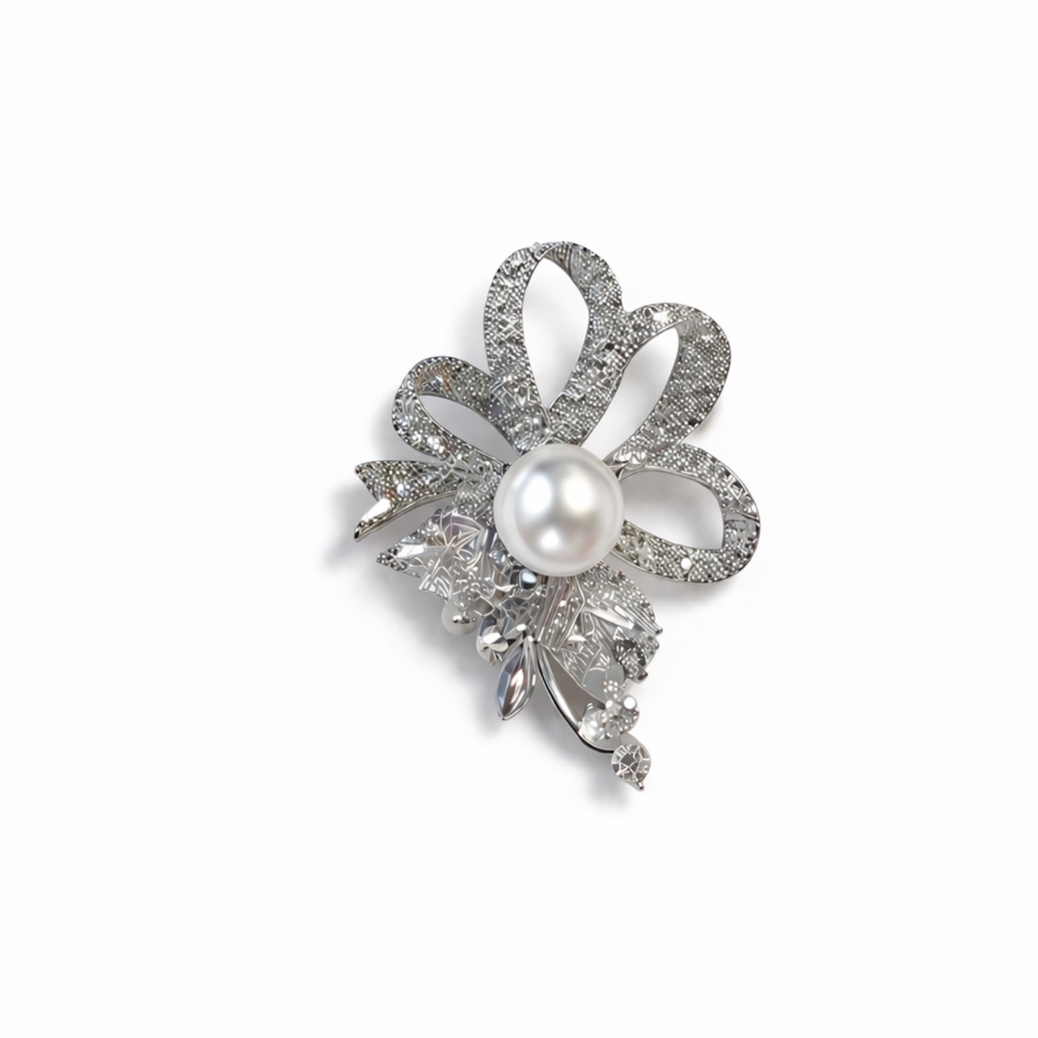 Women's Neutrals Crystal Bow Pearl Brooch | Nuvv Collection