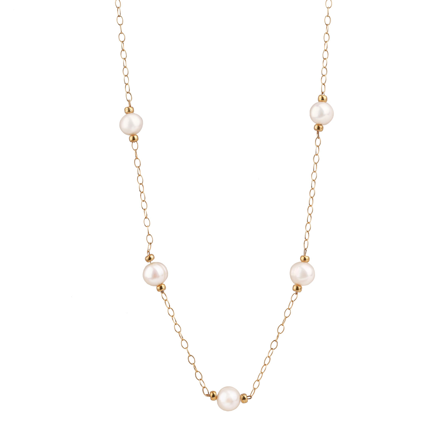 Women’s Elegant Gold & White Freshwater Pearls Necklace Oanasavu. creations