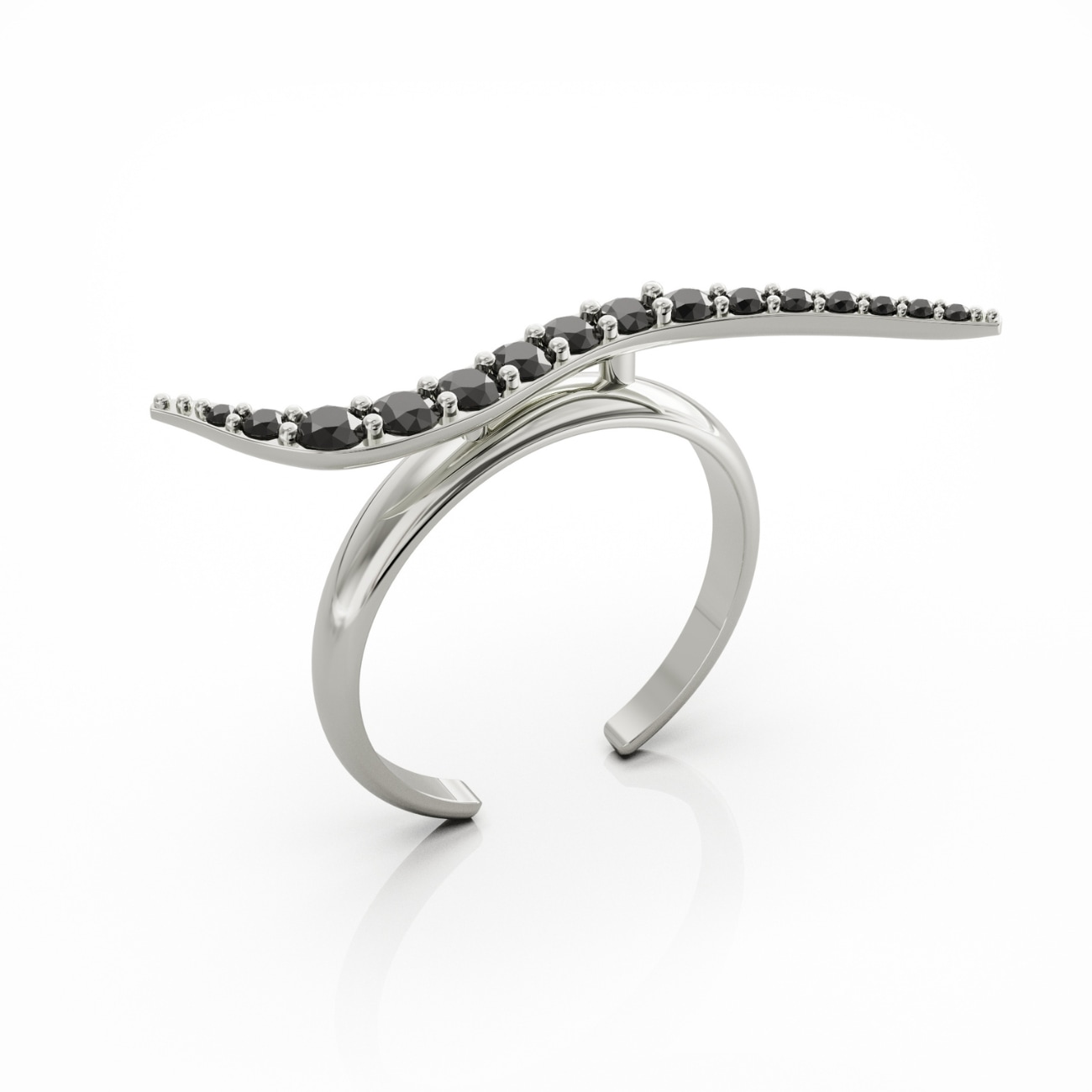 Linda Fiore Women's Black / Silver Swirl Ring Silver With Black Onyx Cz