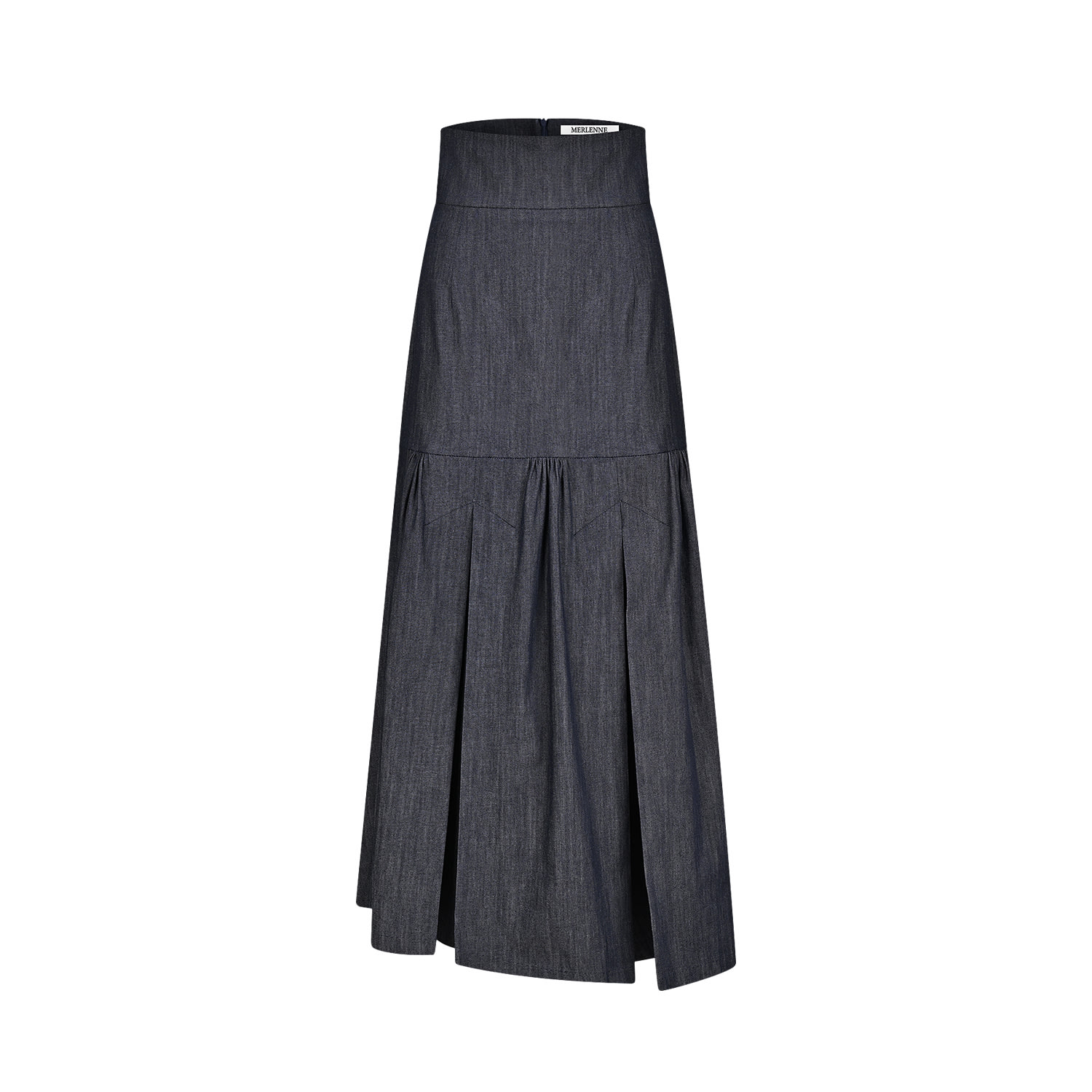 Merlenne Women's Long Denim Skirt In Dark Blue