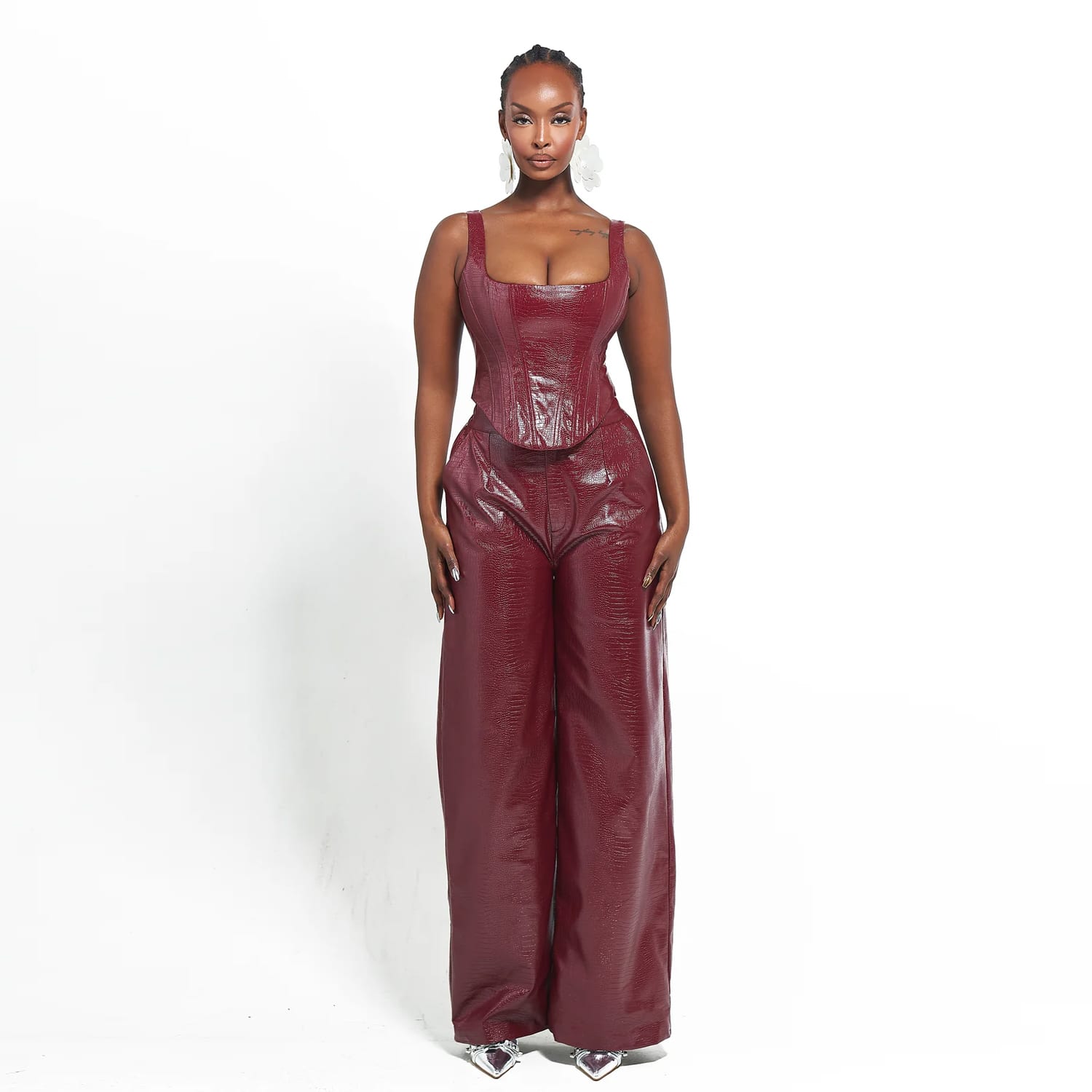 Ono Corset Top In Burgundy | OFUURE | Wolf & Badger