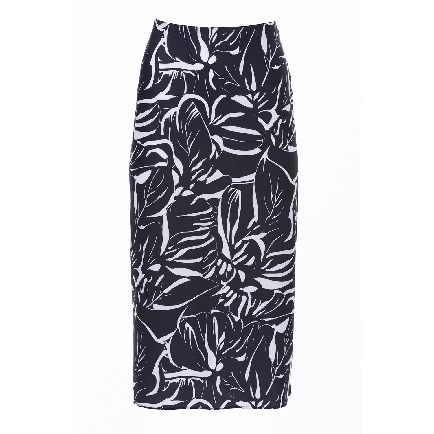 Carloslines Women's Black / White Bias Skirt In Contrasted Leaves Print In Multi