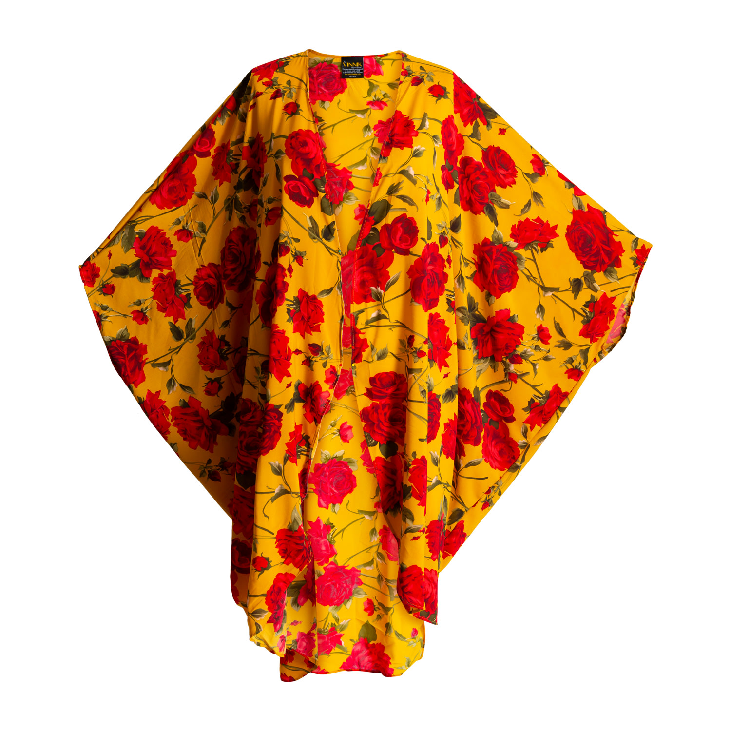 Byvinnik Women's Yellow / Orange / Red Dolman Sleeve Cocoon Kimono Coloratura Cape In "torn" In Yellow/orange/red