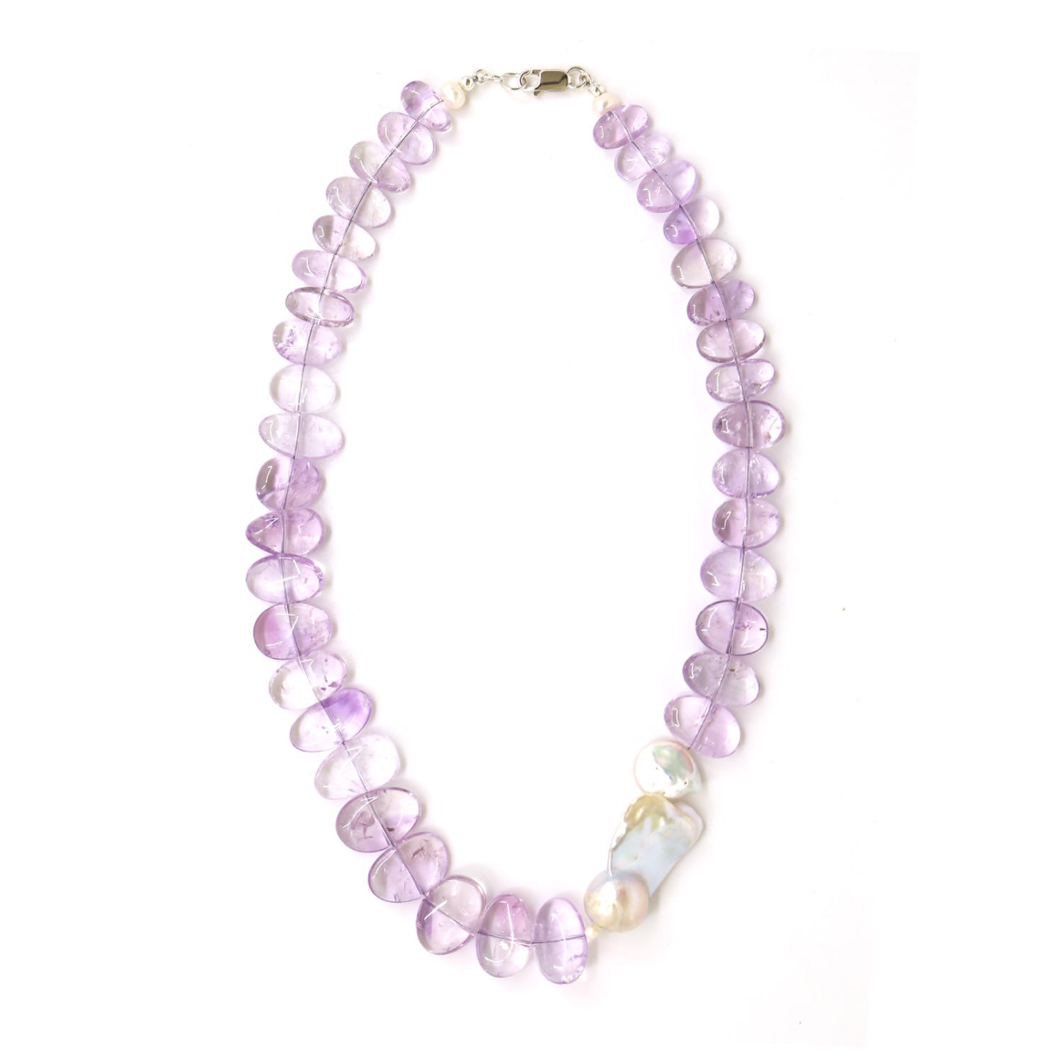 Shar Oke Women's Purple / Silver Brazilian Amethyst & Freshwater Pearls Necklace In Multi