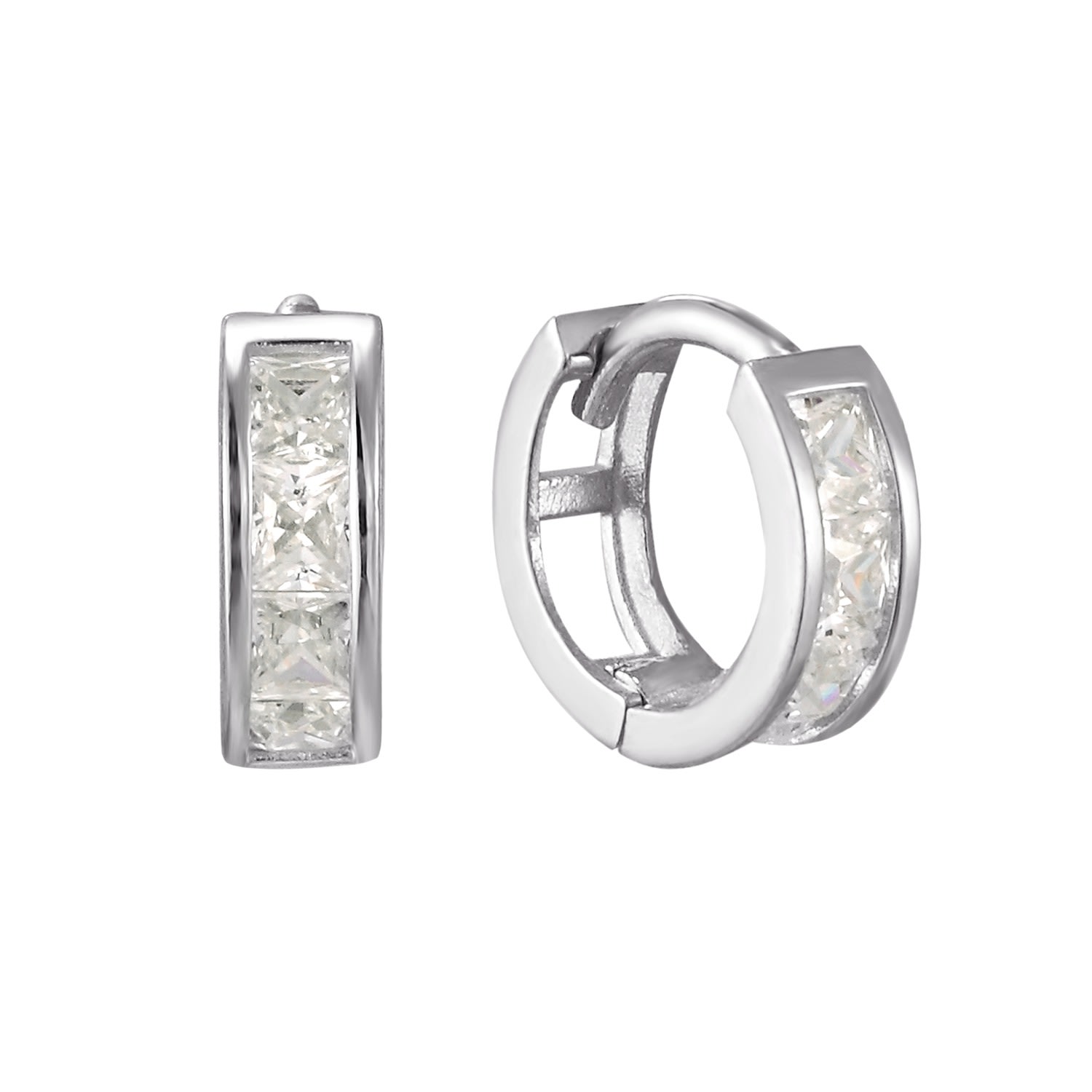 Women’s Ecoated Sterling Silver Tiny Cz Cage Huggie Earrings Seol + Gold